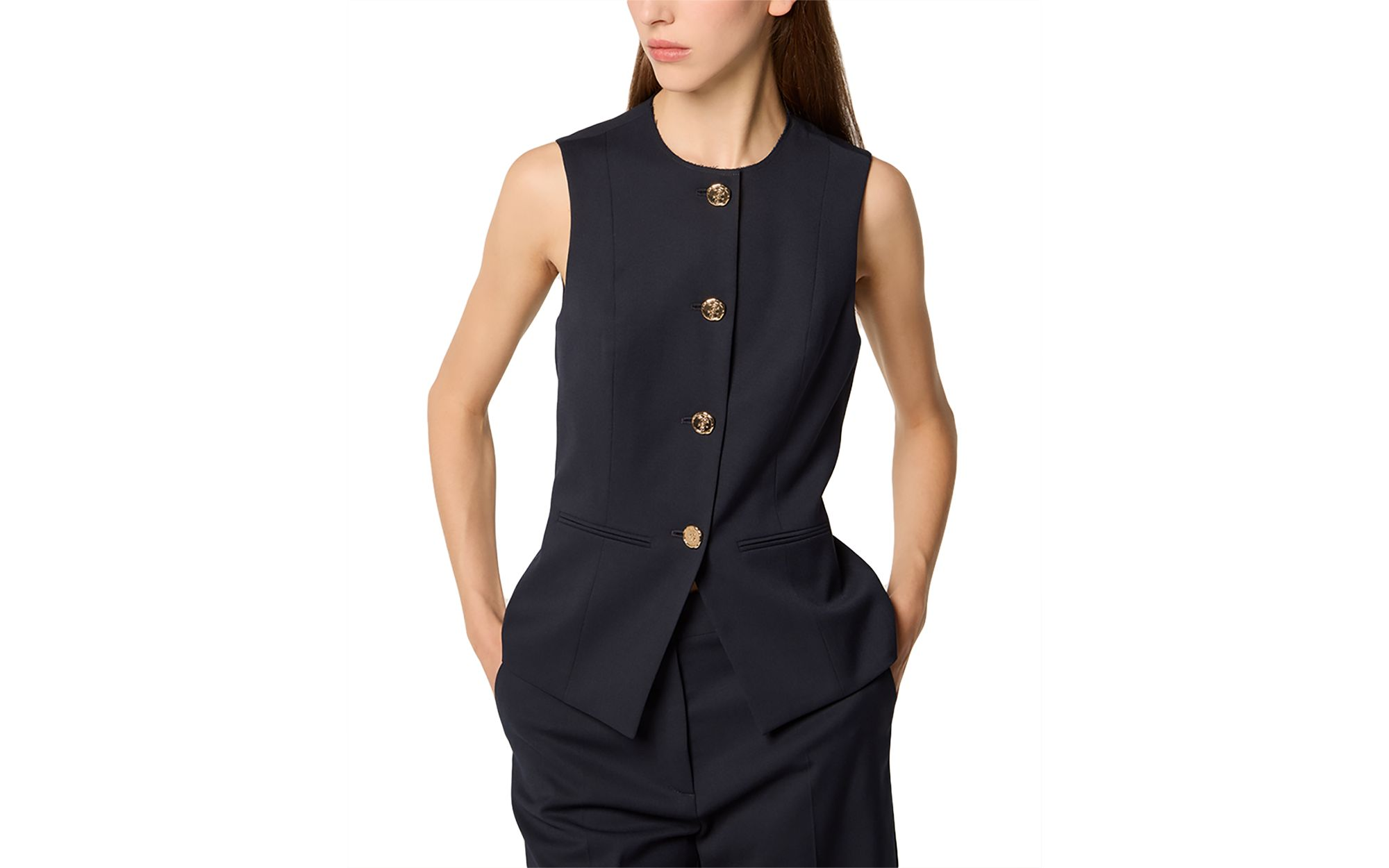 Fitted Sleeveless Blazer — Image 4