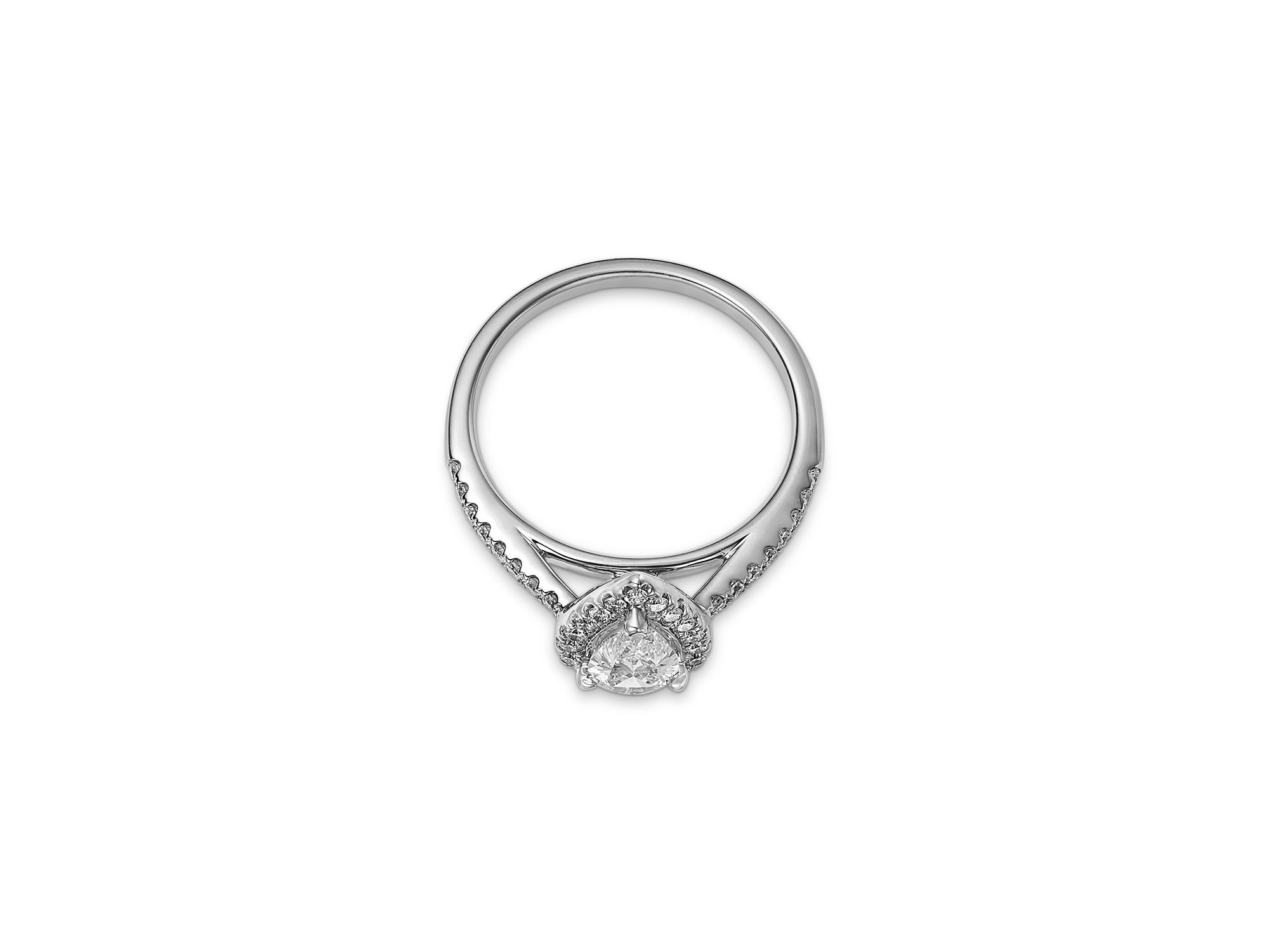 Certified Diamond Pear & Round Halo Ring in 18K White Gold, 0.88 tcw — Image 3