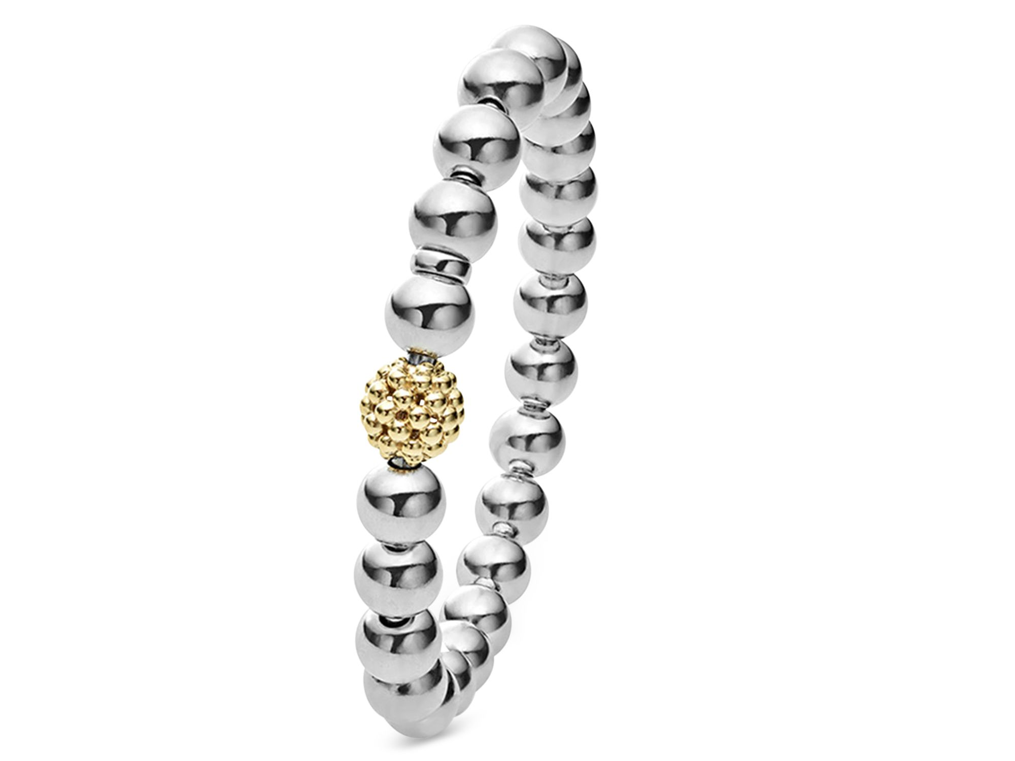 Sterling & 18K Yellow Gold Signature Caviar Stretch Bracelet — Image 4