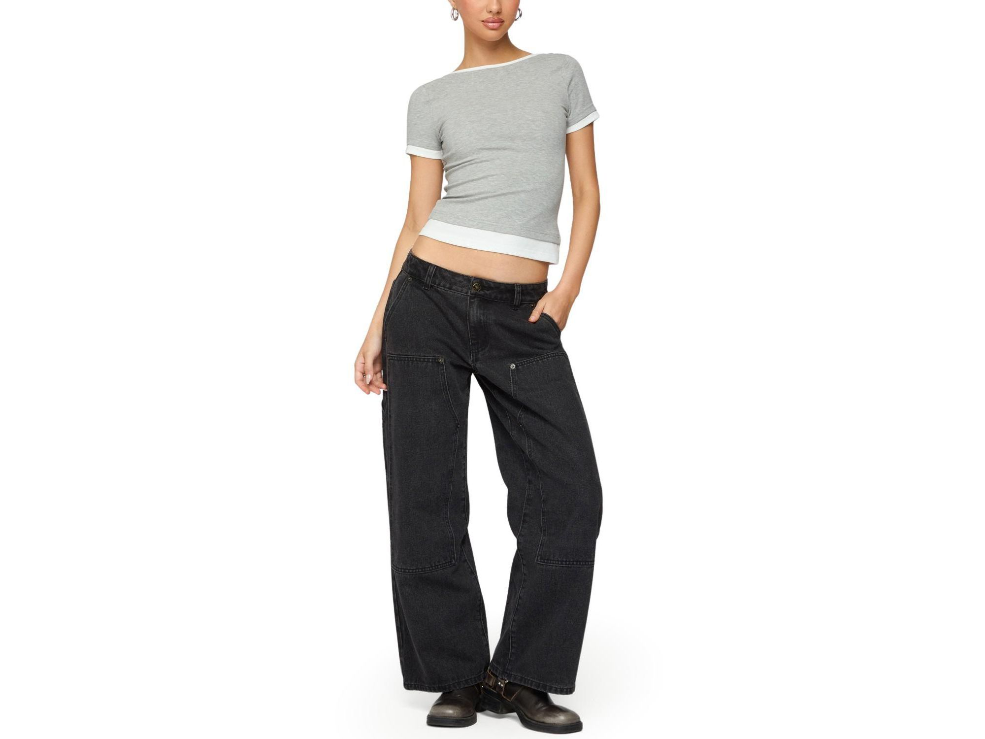 Petite Ayla Low Rise Carpenter Black Wash Jeans — Image 3