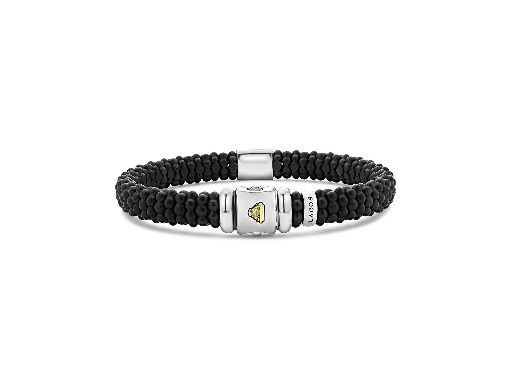 Men's 18K Yellow Gold & Sterling Silver Anthem Black Ceramic Caviar Station Bead Bracelet - Exclusive — Image 5