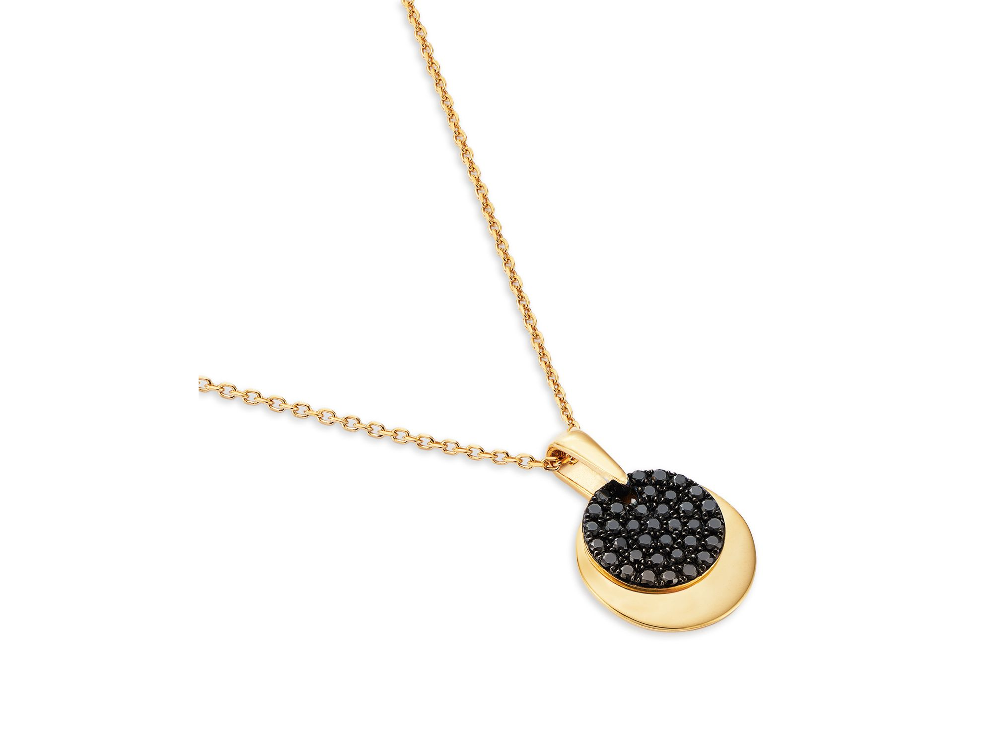 Black Diamond Circle Pendant Necklace in 14K Yellow Gold, 0.25 tcw — Image 3