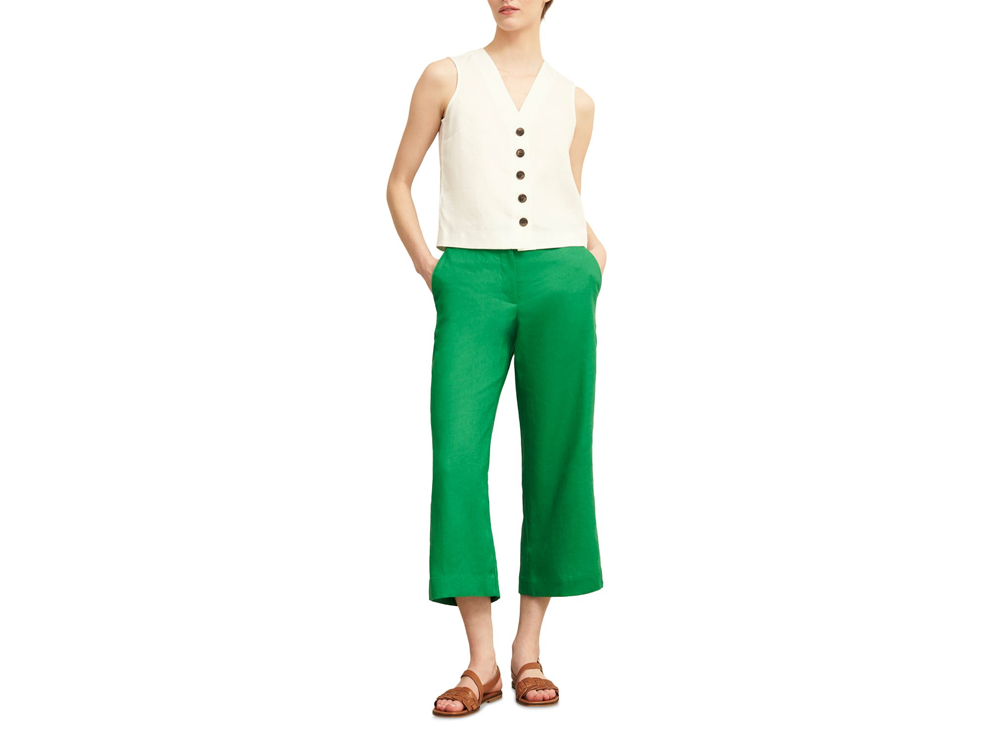 Lillie Linen Cropped Kick Flare Pants — Image 6