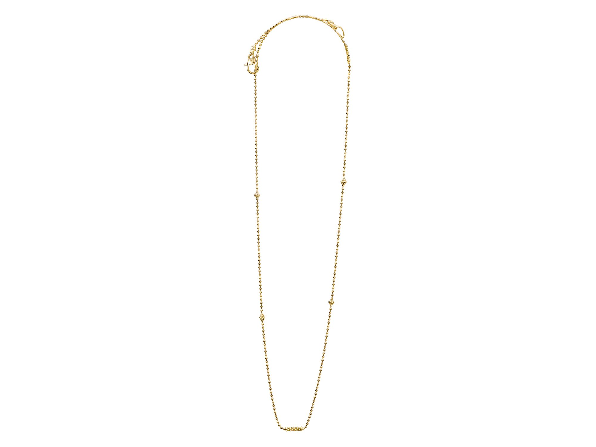 Caviar Gold Collection 18K Gold Beaded Station Necklace, 16" — Image 4
