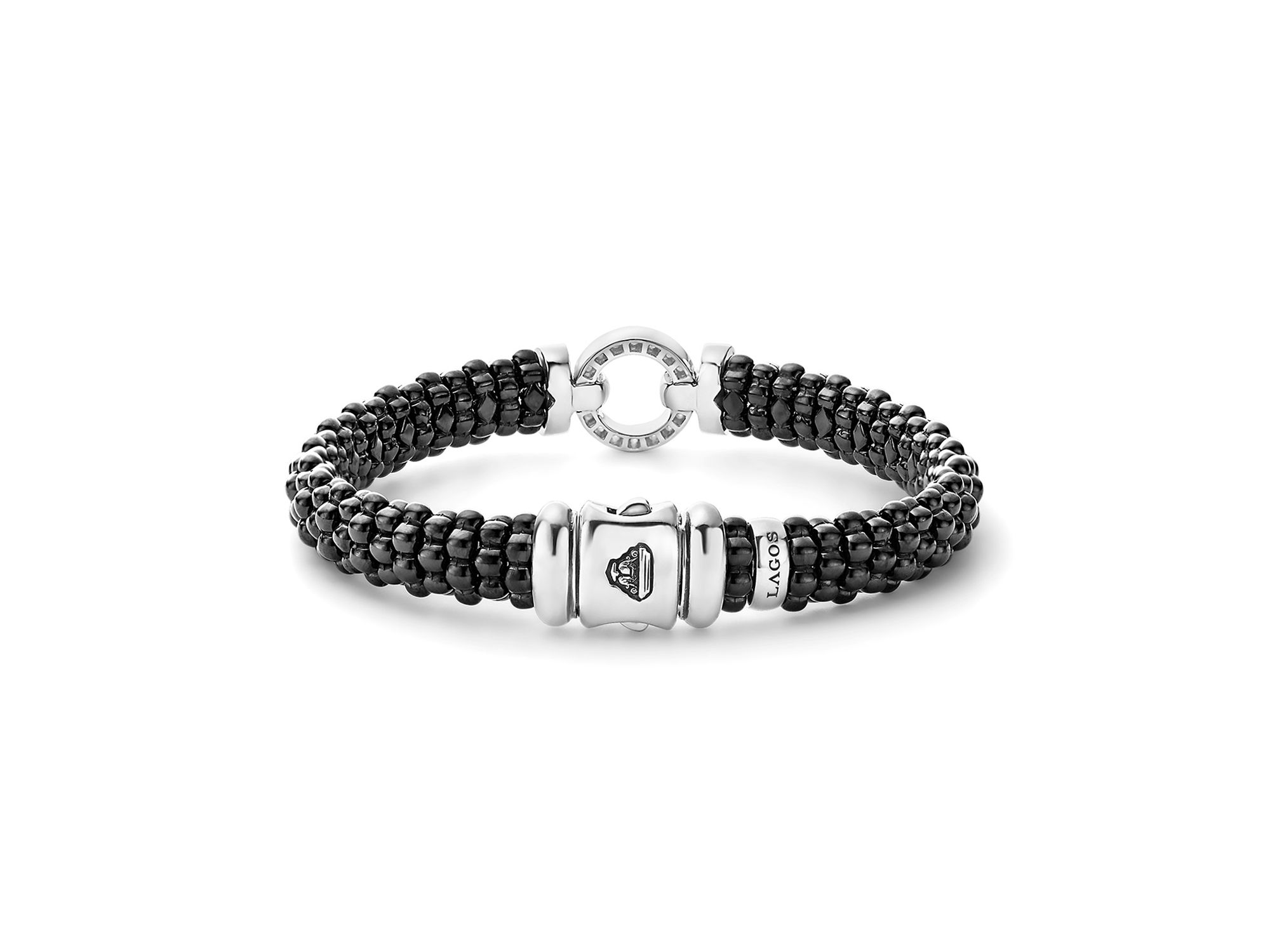Black Caviar Ceramic Bracelet with Sterling Silver and Diamonds — Image 5