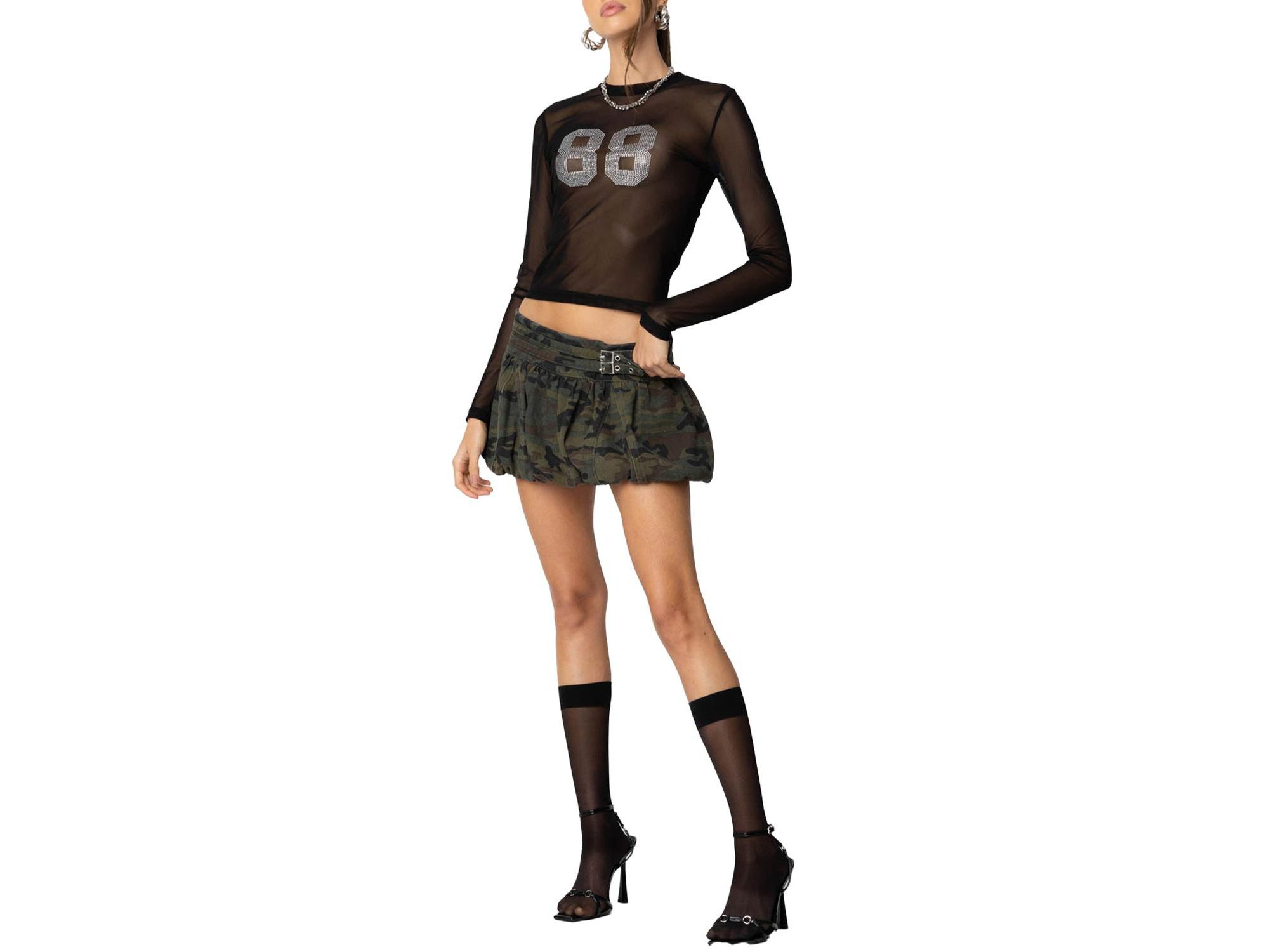 88 Rhinestone Sheer Mesh Top — Image 3