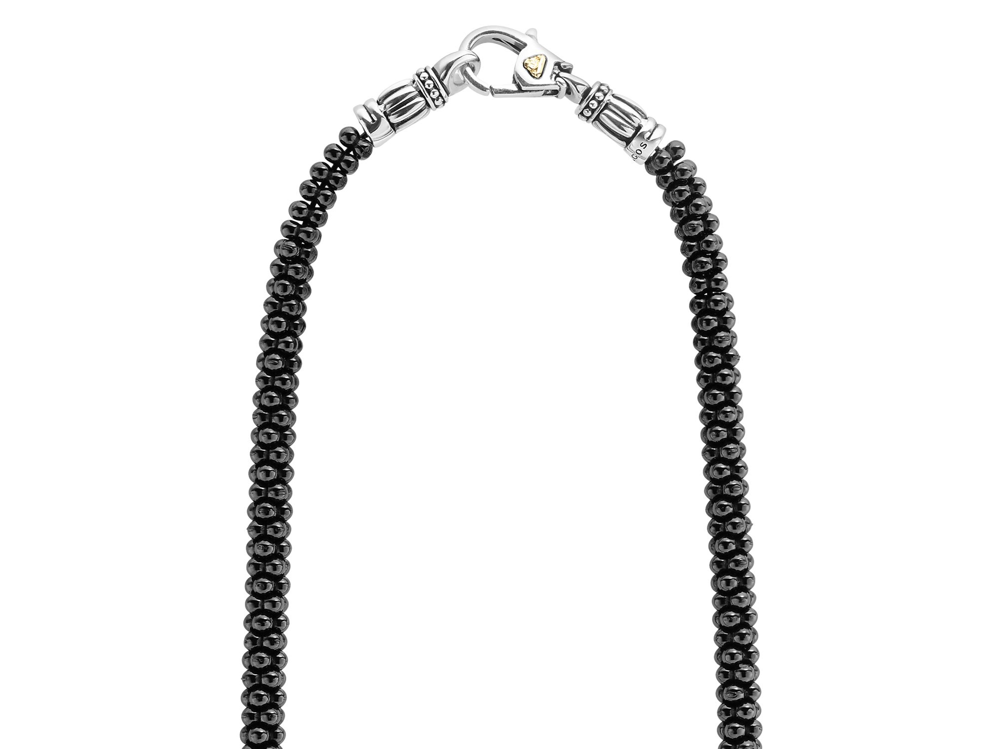 Ceramic, Sterling Silver & 18K Yellow Gold Black Caviar Necklace, 18" — Image 3