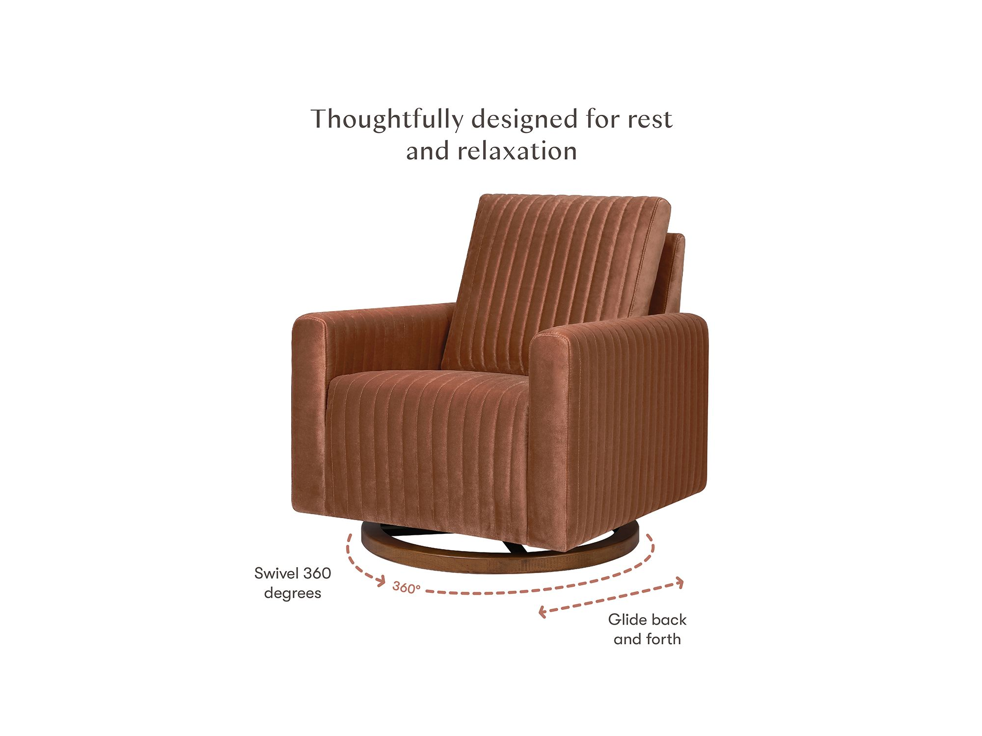 Poe Velvet Channeled Swivel Glider — Image 8