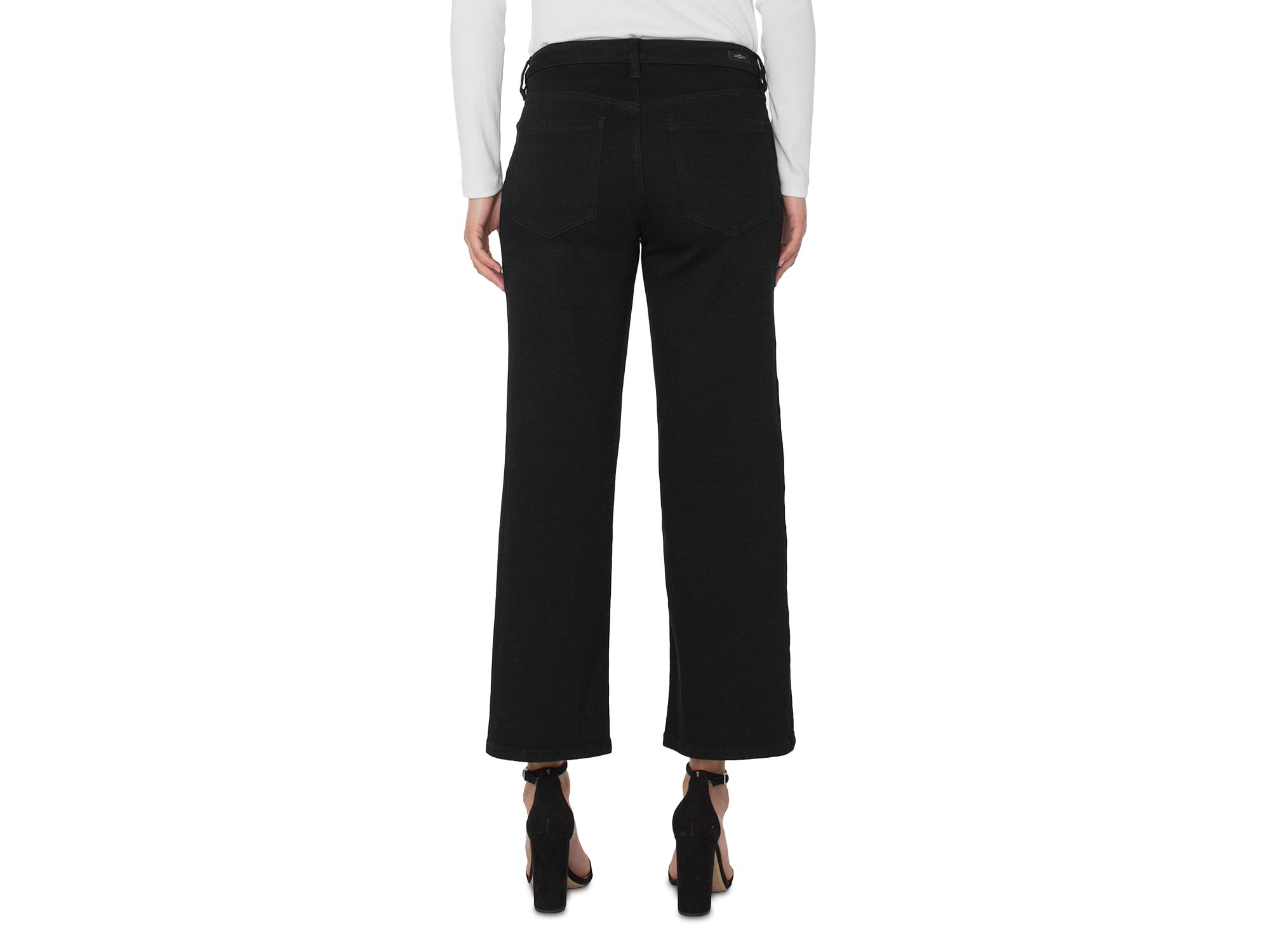 Stride High Rise Cropped Wide Leg Jeans in Black Rinse — Image 3