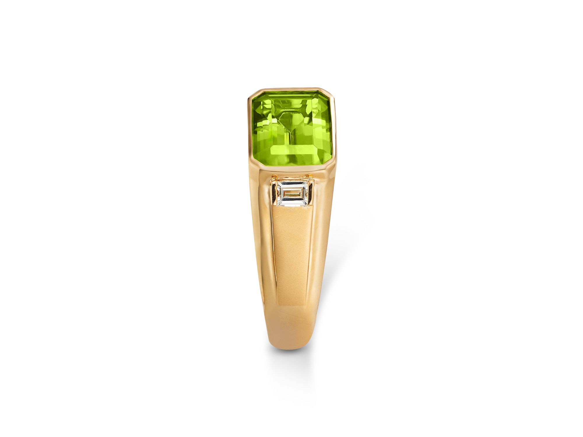 Peridot & Diamond Men's Ring in 14K Yellow Gold — Image 3