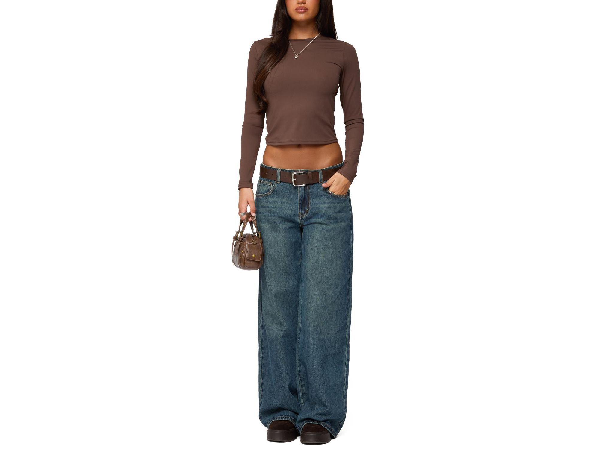 Heartly Low Rise Baggy Jeans in Blue Washed — Image 4