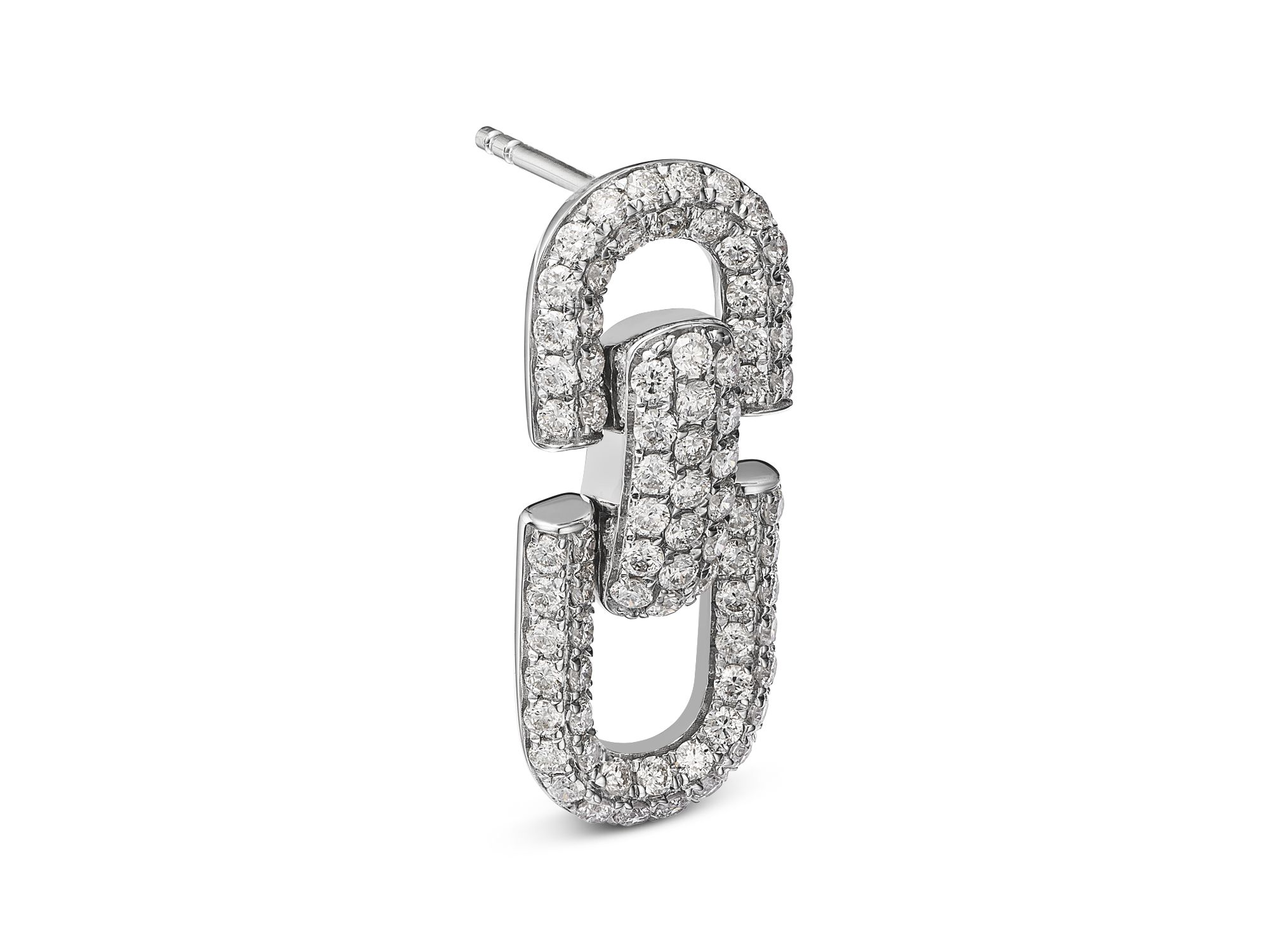 Diamond Link Drop Earrings in 14K White Gold, 1.2 tcw — Image 3