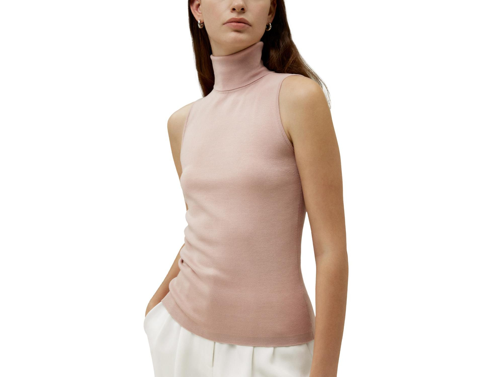 Minimalist Sleeveless Turtleneck Top - Image 1