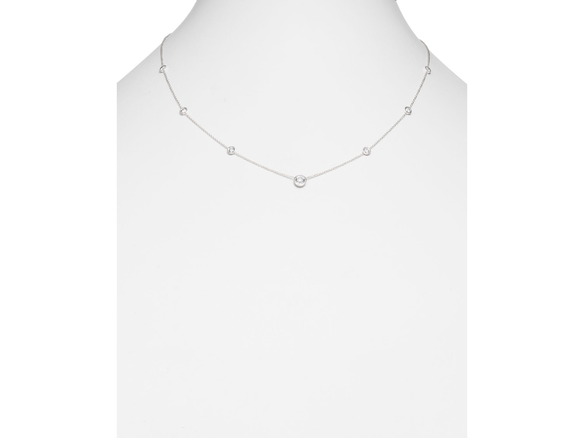 Diamond Station Necklace in 18K White Gold, 1.0 tcw - Exclusive — Image 3