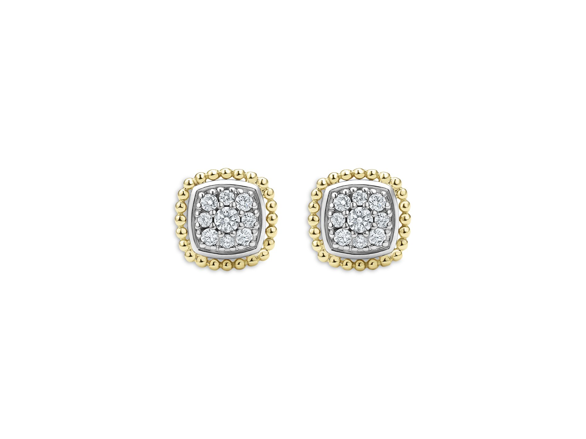 18K Yellow Gold & Sterling Rittenhouse Diamond Cluster Stud Earrings — Image 3