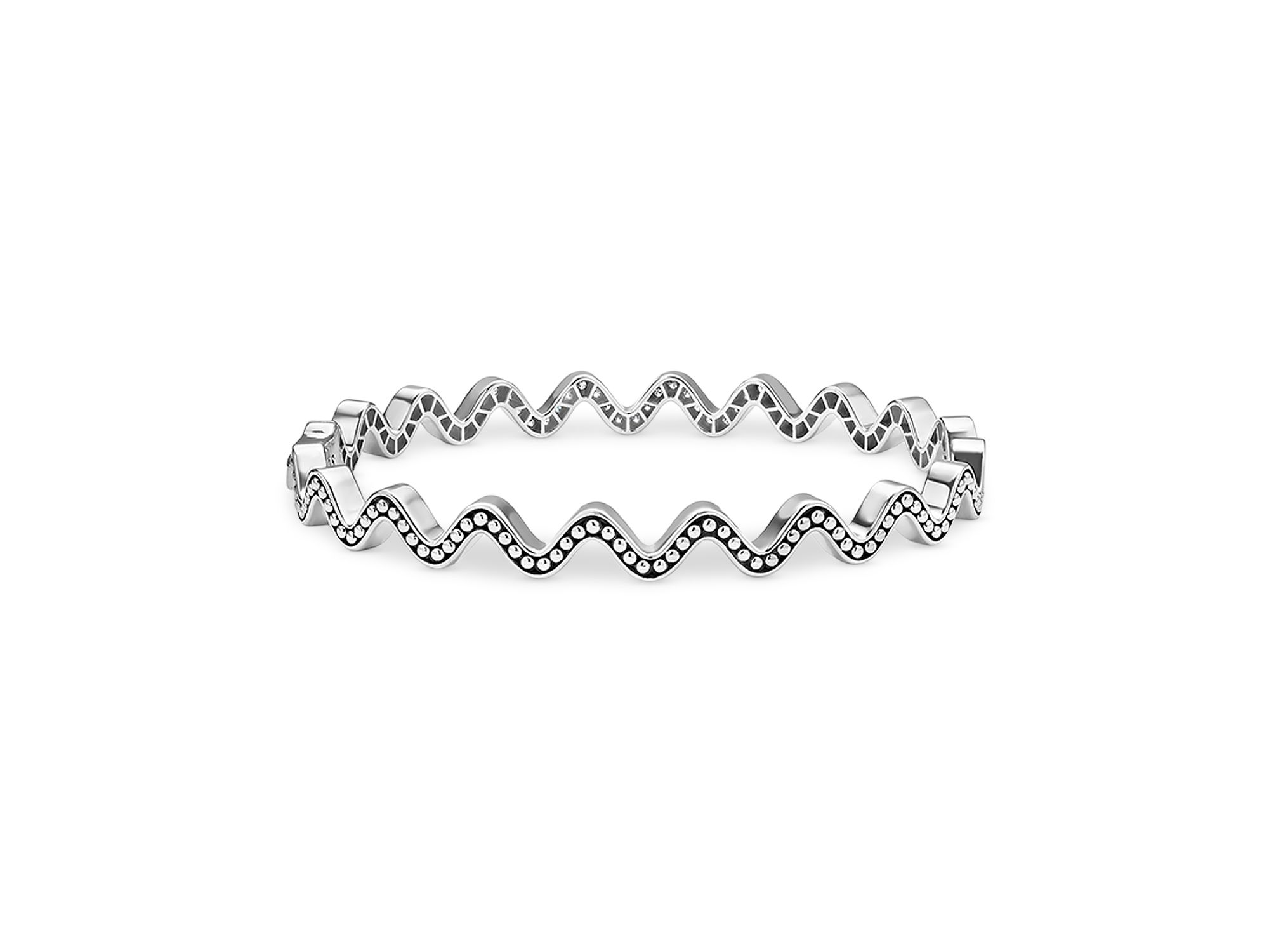 Sterling Caviar Spark Diamond Wavy Bangle Bracelet Collection — Image 5