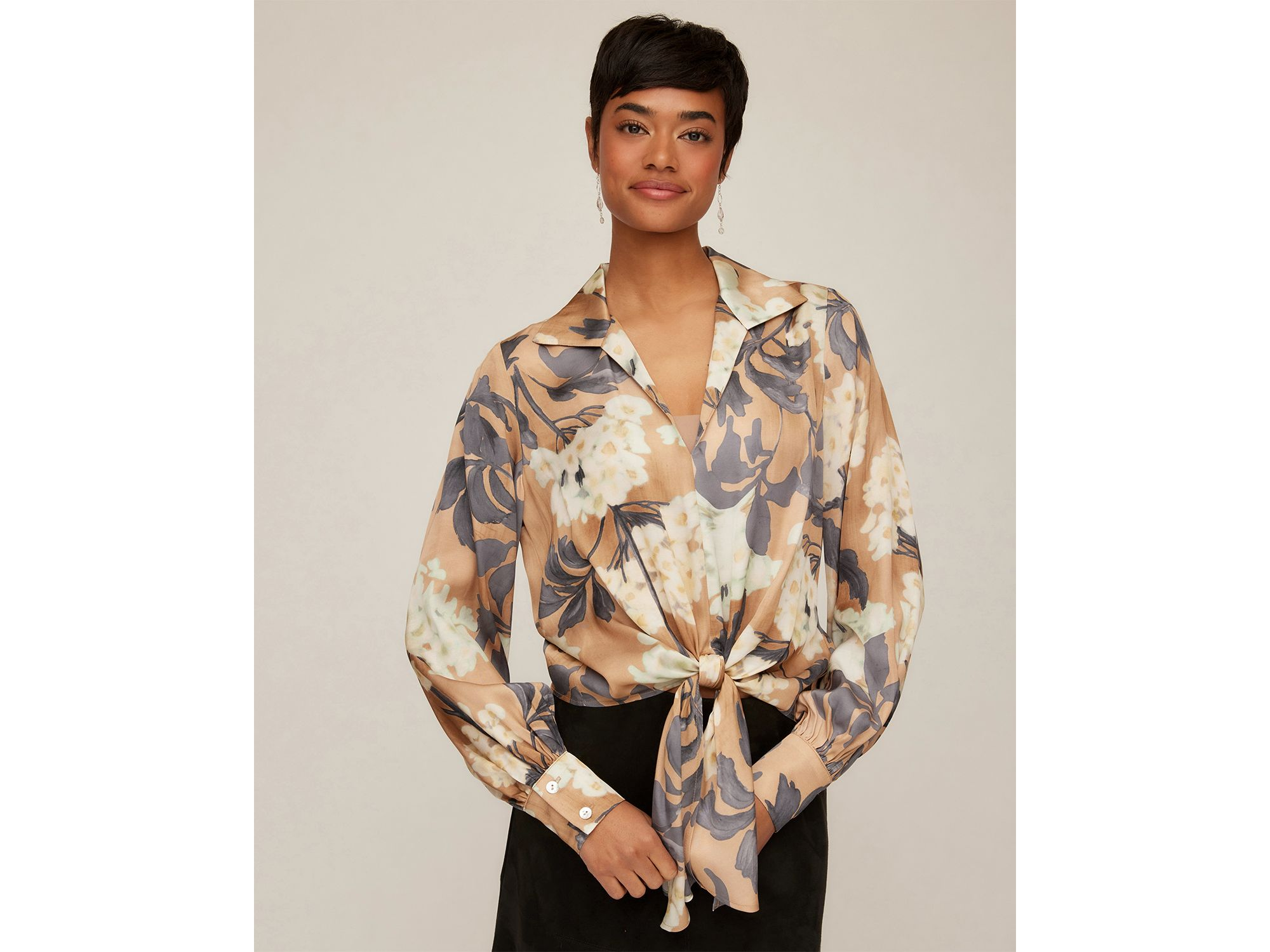 Satin Tie Front Top — Image 4