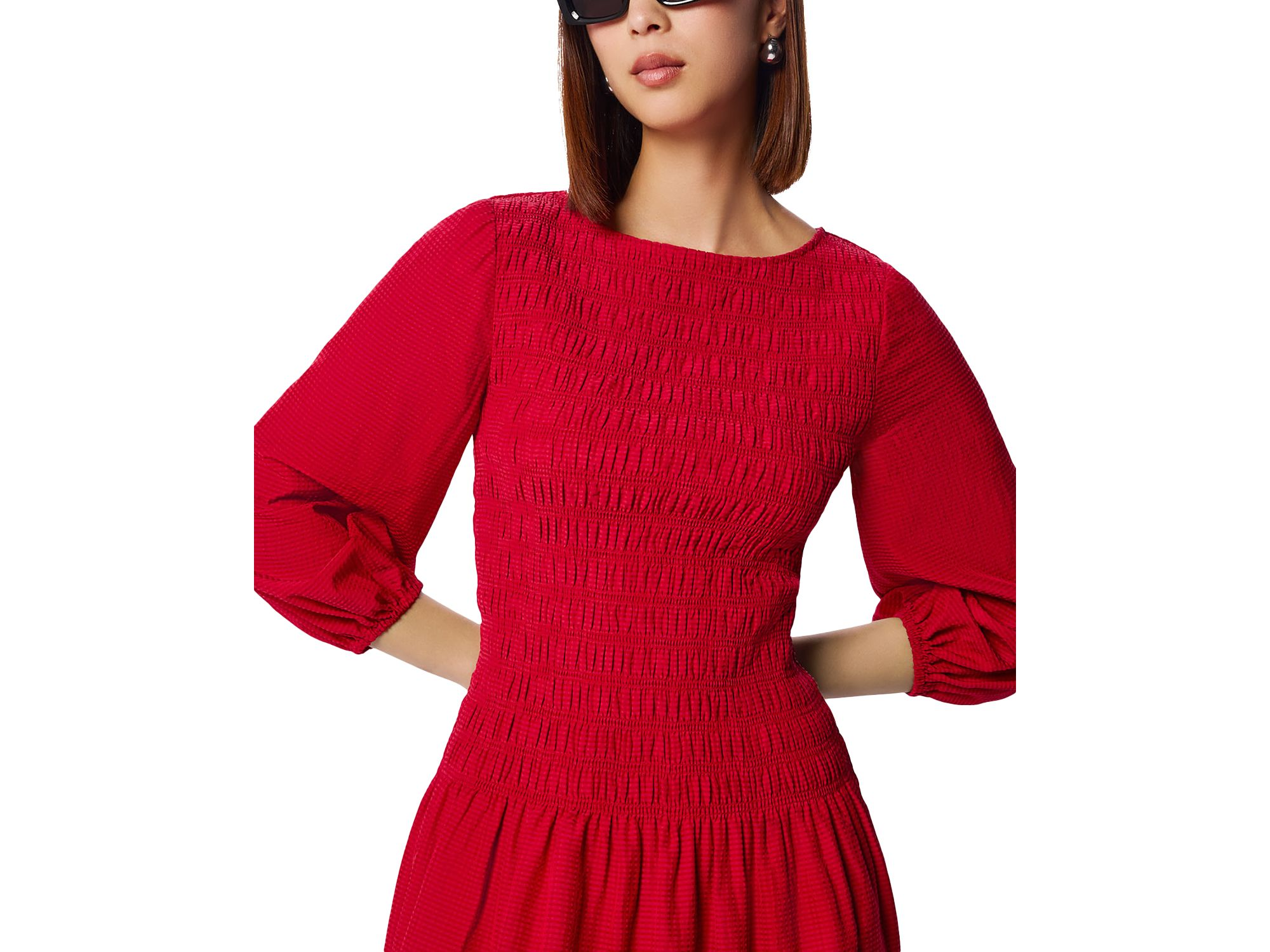 Smocked Bodice Midi Dress — Image 3