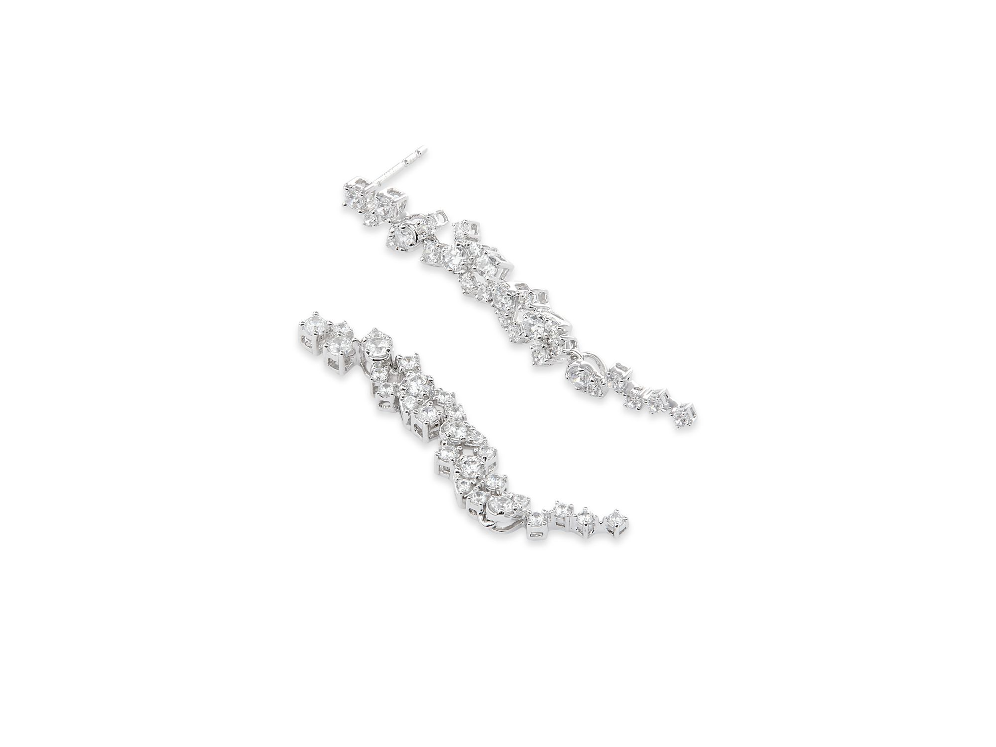 Diamond Scatter Drop Earrings in 14K White Gold, 0.95 tcw — Image 4
