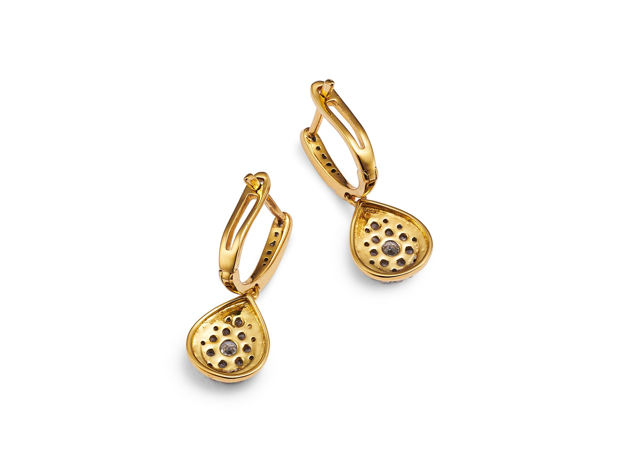 Diamond Cluster Drop Earrings in 14K Yellow Gold, 0.75 tcw — Image 3