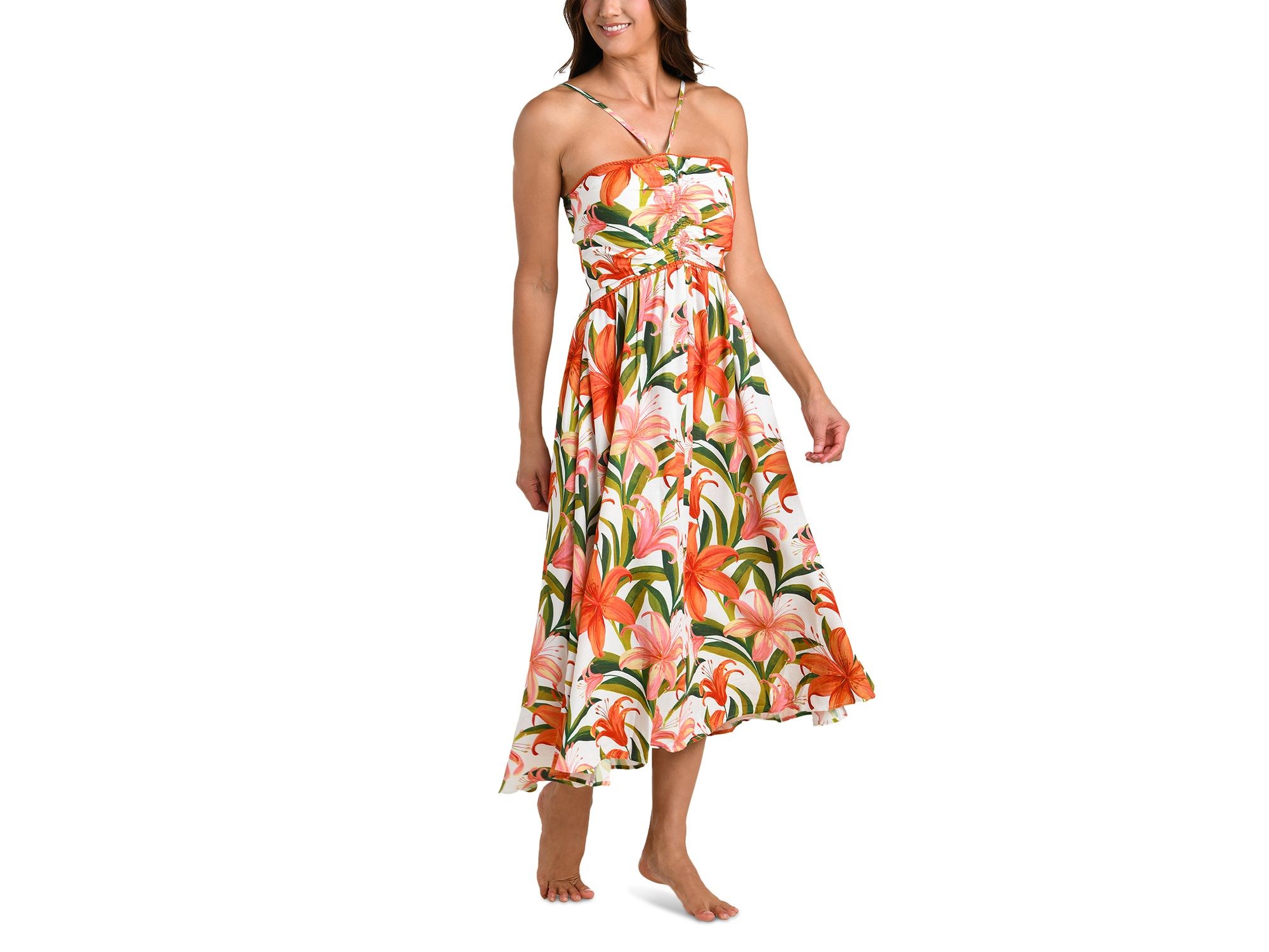 Jungle Blossoms Lace Up Dress Swim Cover-Up — Image 5