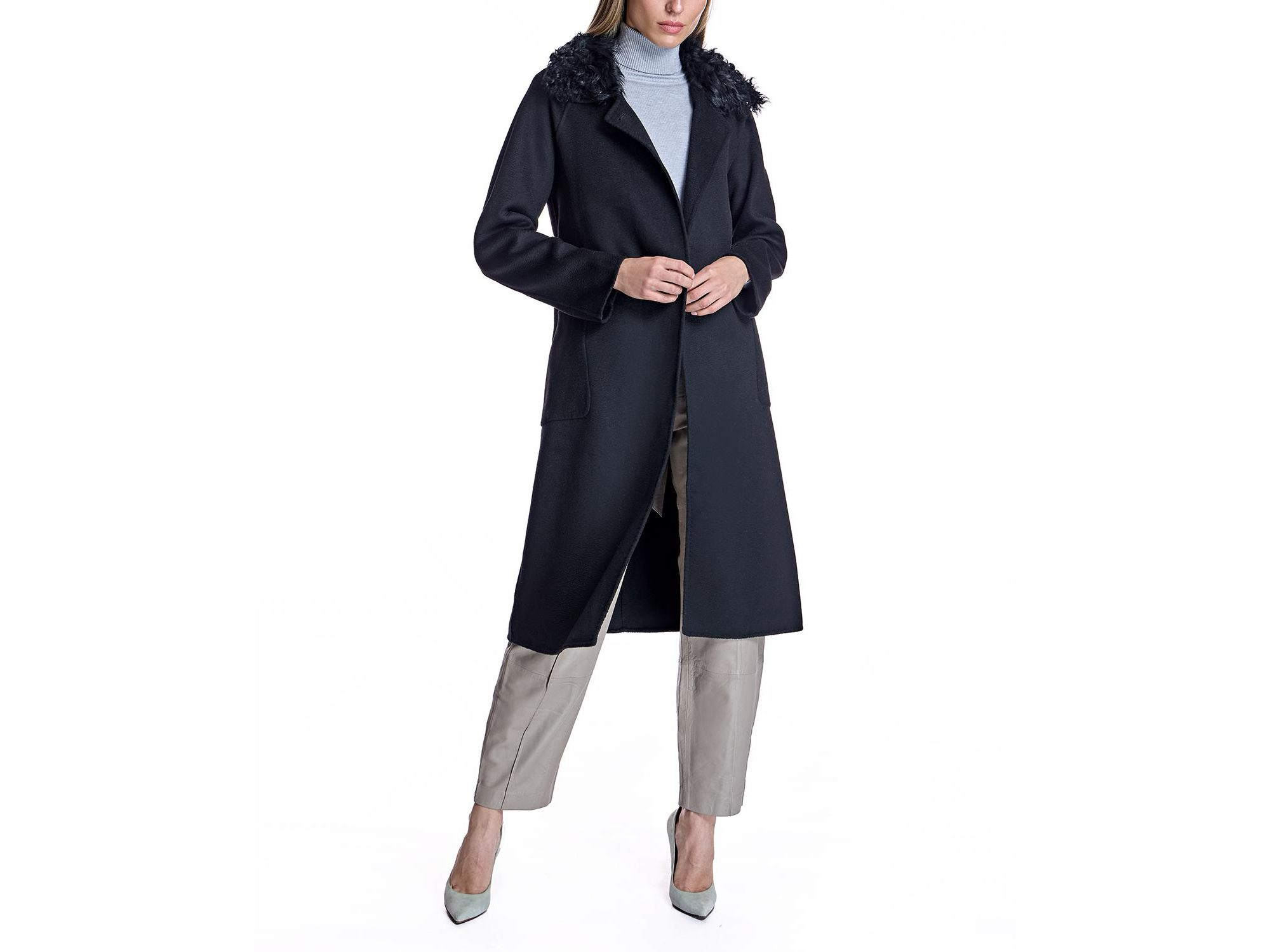 Belted Wool Coat with Collar — Image 5