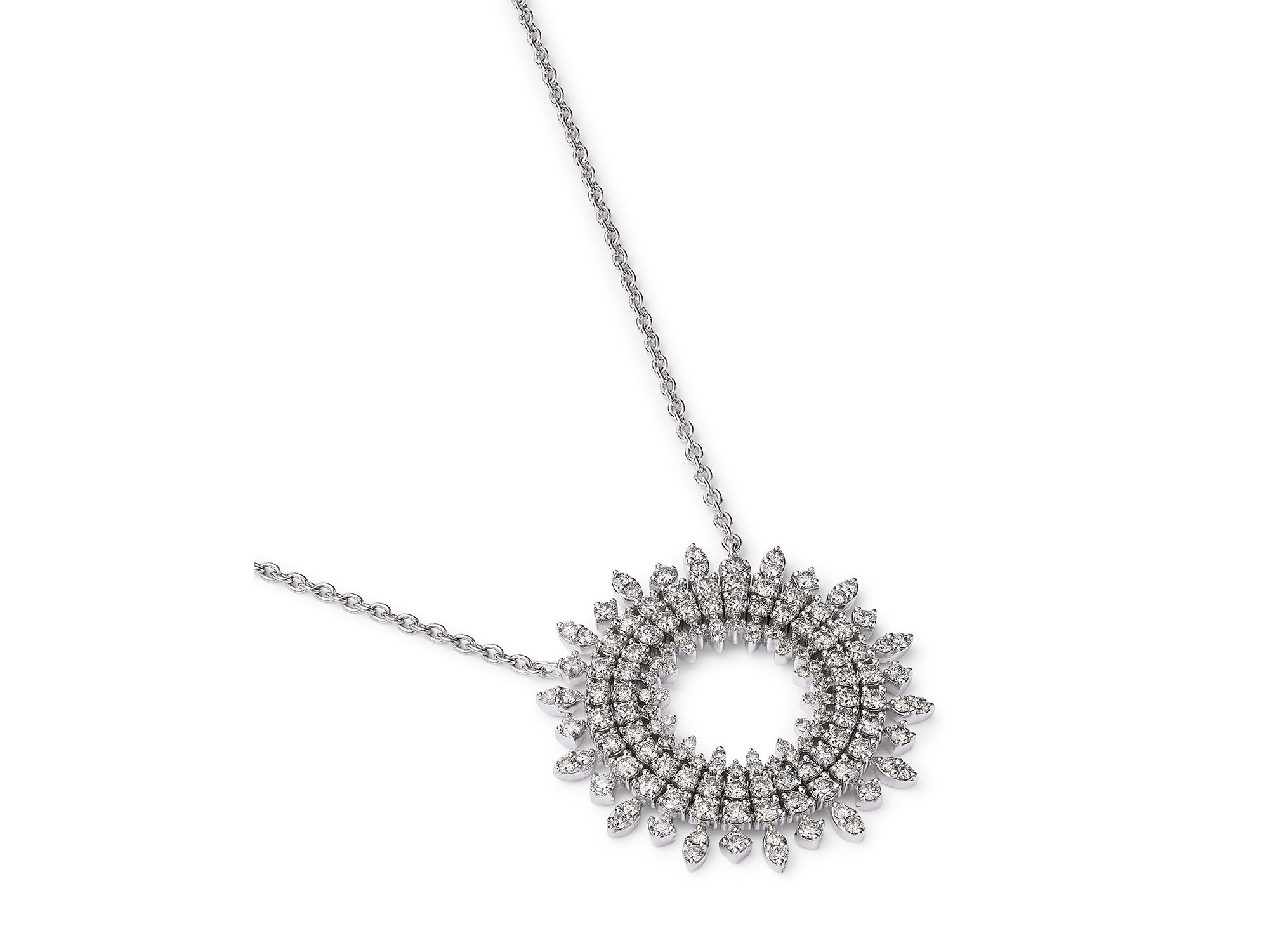 Diamond Circle Pendant Necklace in 14K White Gold, 1.25 tcw — Image 3