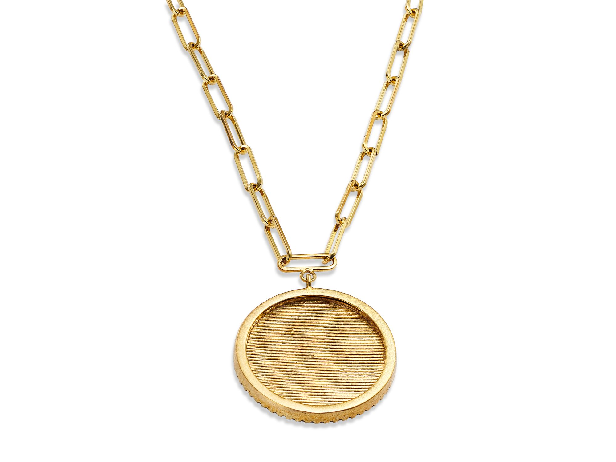 14K Yellow Gold Diamond Coin Charm Necklace, 16" — Image 3
