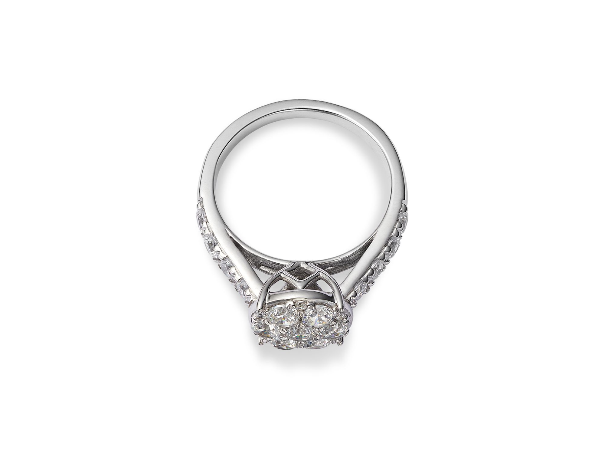Diamond Cluster Ring in 14K White Gold, 1.60 tcw — Image 3