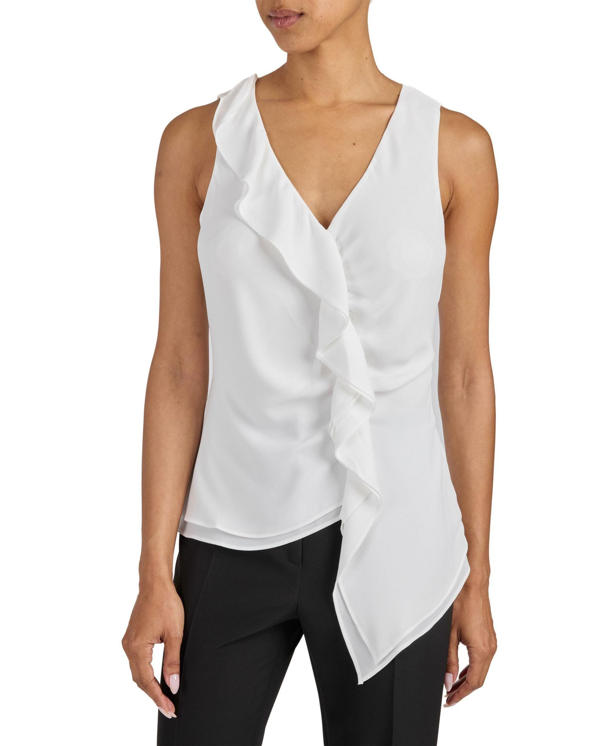 Tyra Sleeveless Top with Asymmetric Ruffles — Image 3