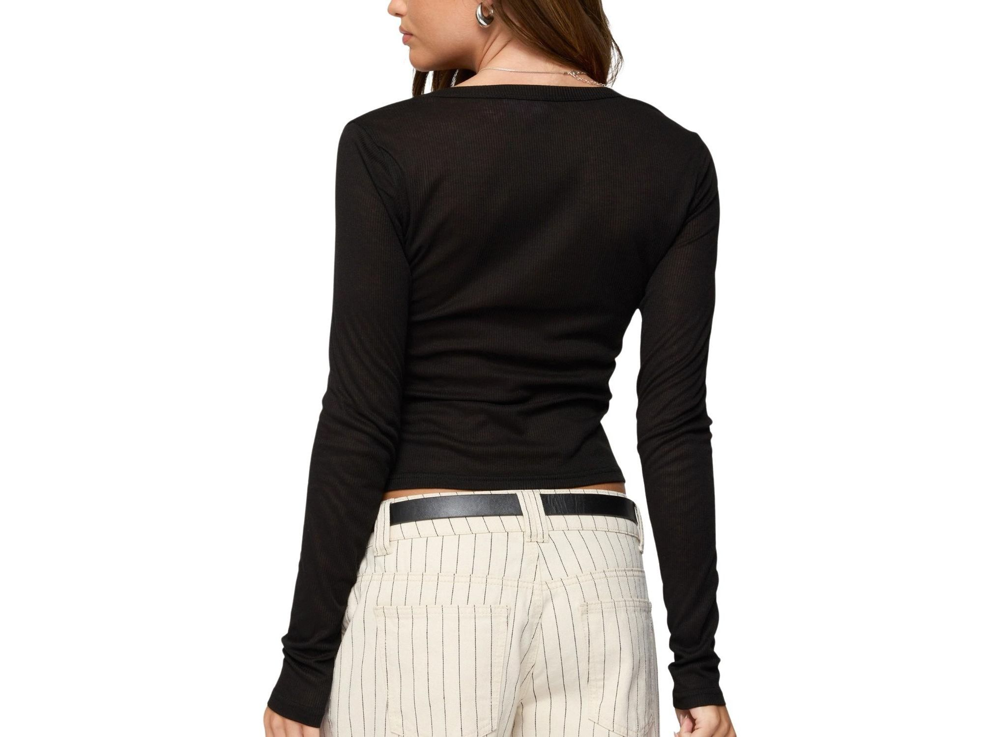 Nettie Ribbed Henley Top — Image 3
