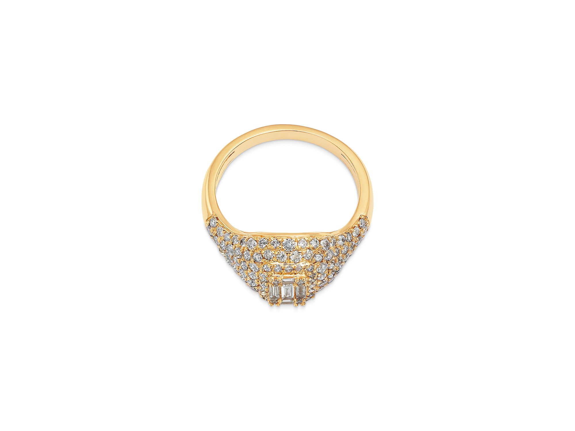 Diamond Round & Baguette Ring in 14K Yellow Gold, 1.25 tcw — Image 3