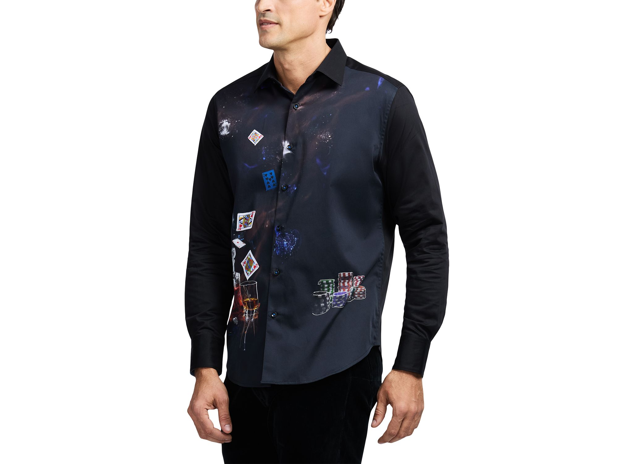Royal Flush Printed Long Sleeve Button Front Shirt — Image 3