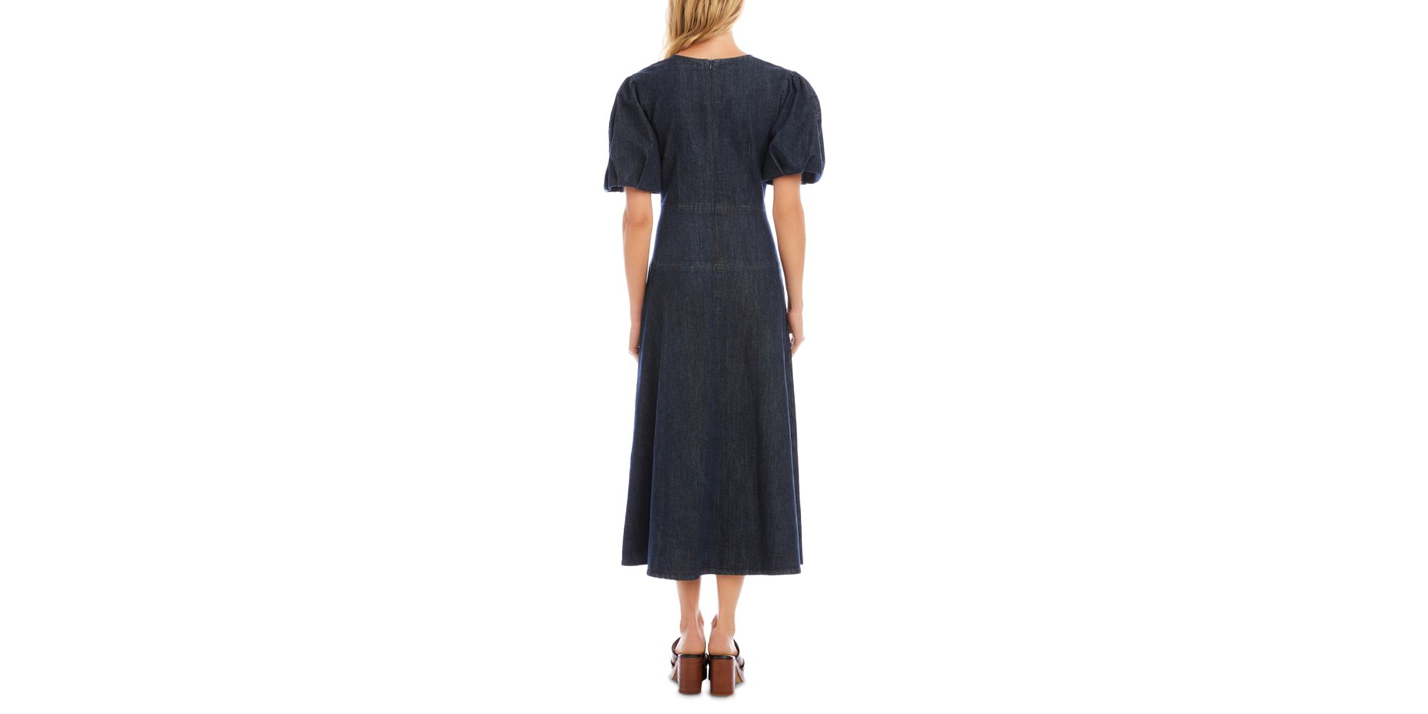 Puffed Sleeve Midi Dress — Image 4