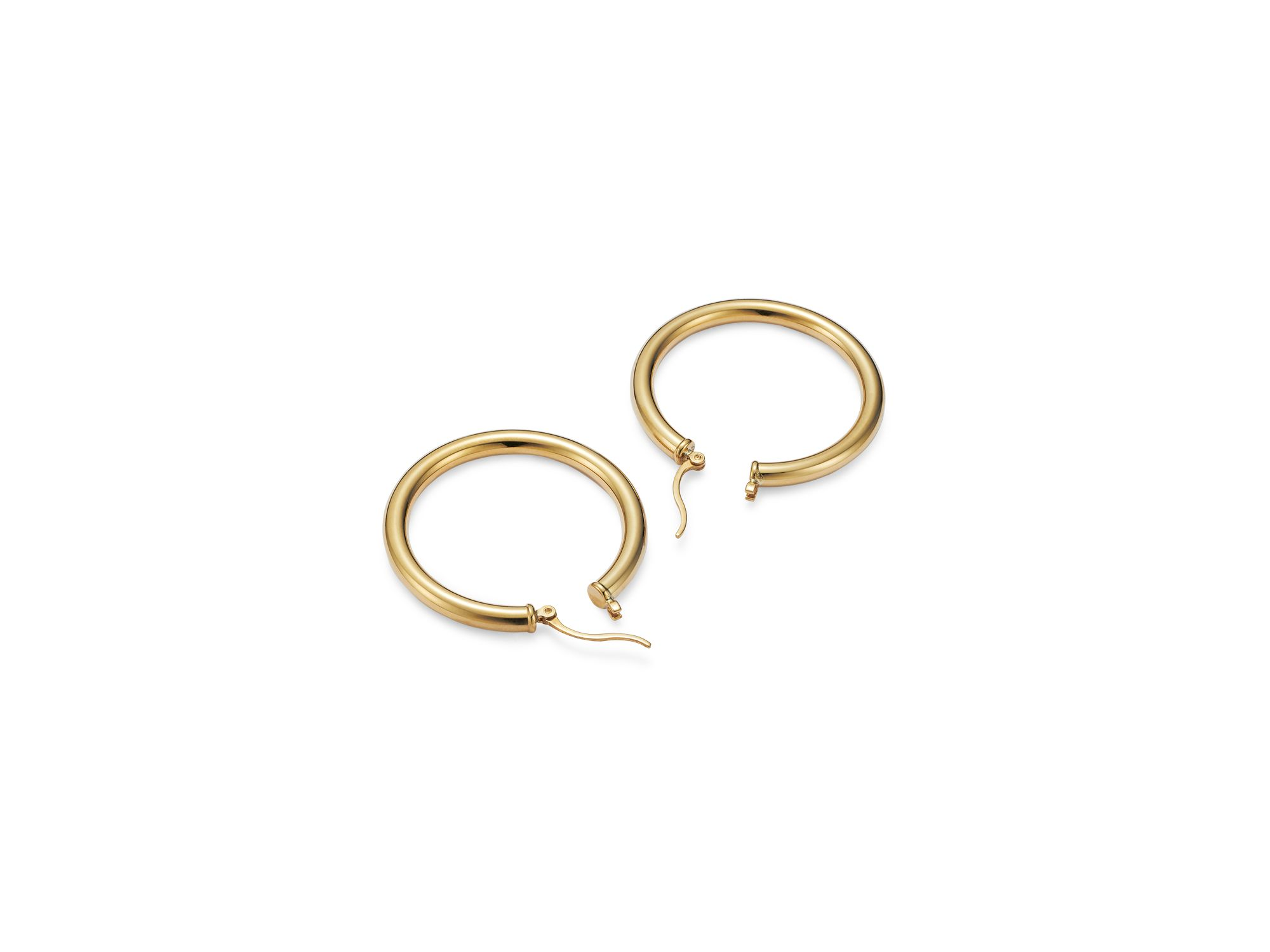 14K Yellow Gold Tube Hoop Earrings — Image 4
