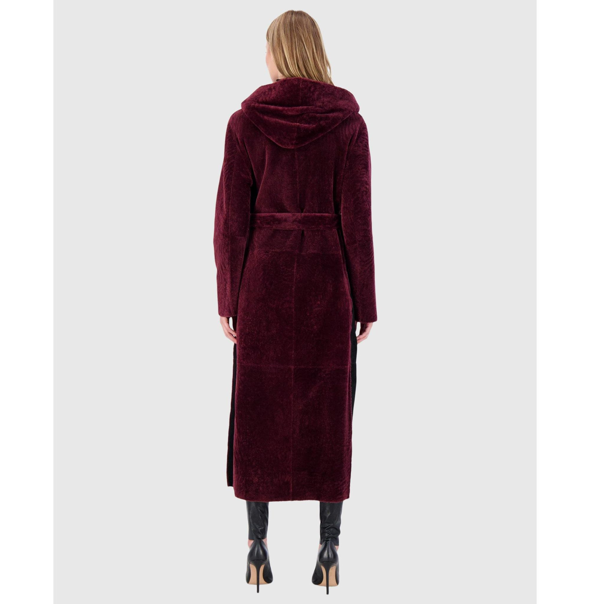 Shearling Zip Parka Coat with Belt — Image 4
