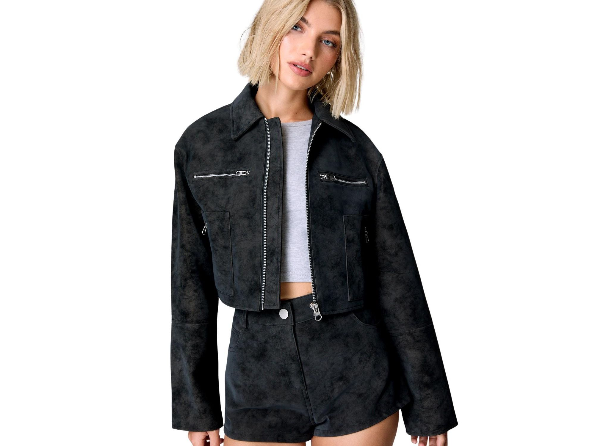 Distressed Faux Leather Hotpants — Image 3