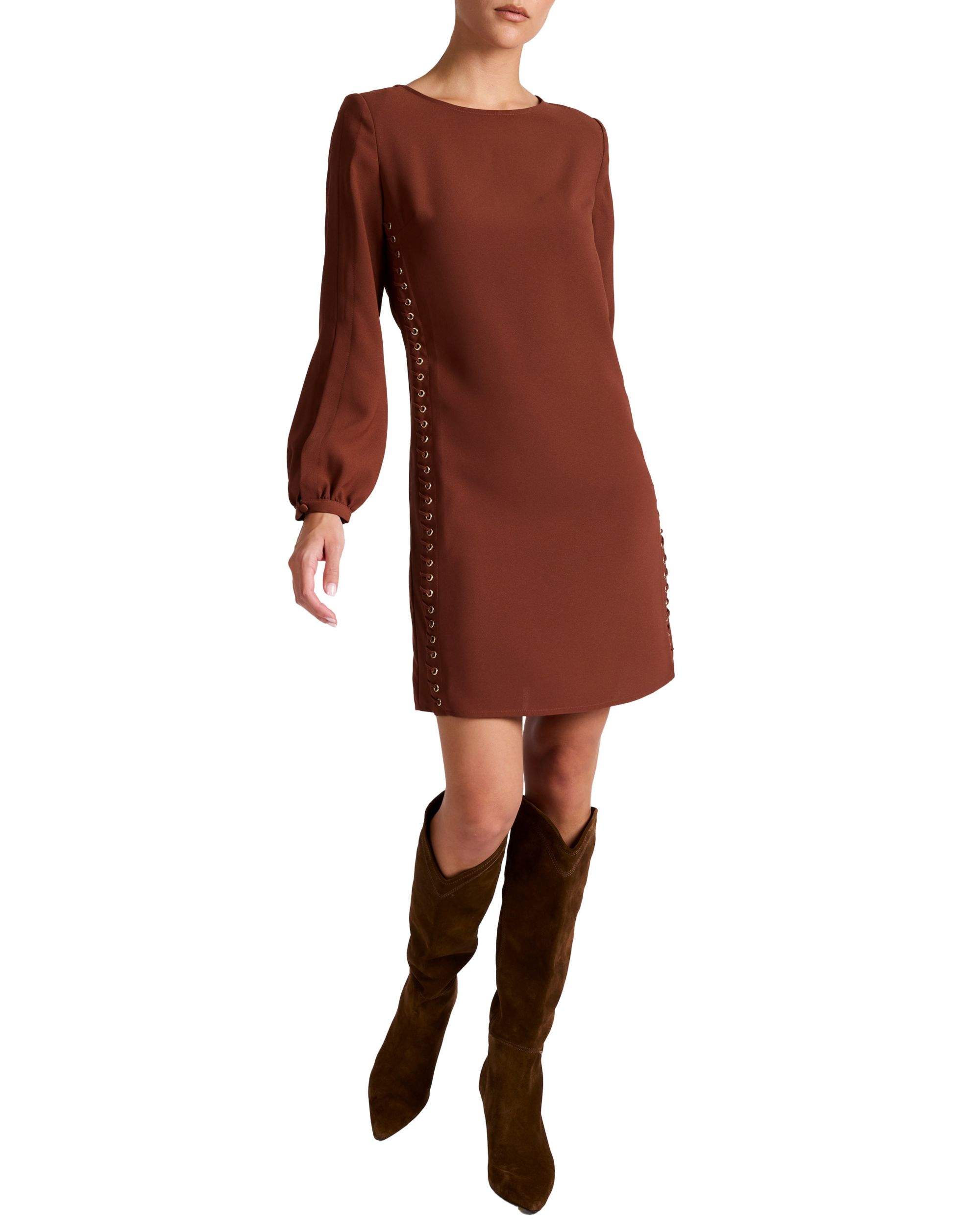 Pauli Shift with Grommet Detail in Satin Back Crepe Dress — Image 5