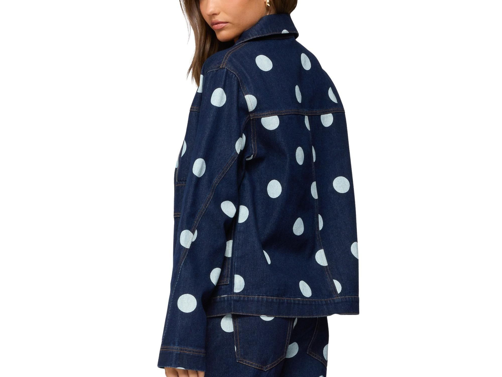 Leyah Polka Dot Oversized Denim Jacket — Image 3