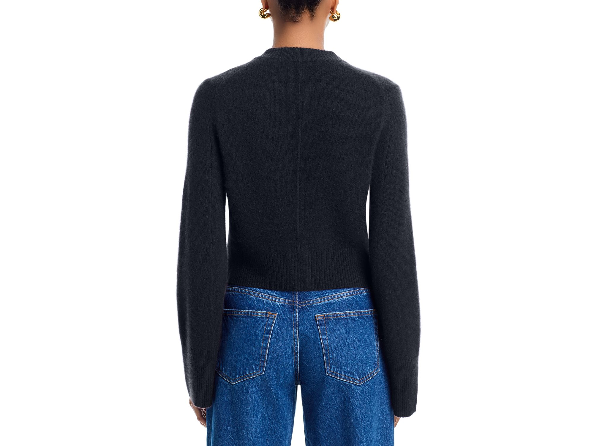 100% Cashmere Cropped Wide Sleeve Crewneck Cardigan - Exclusive — Image 8