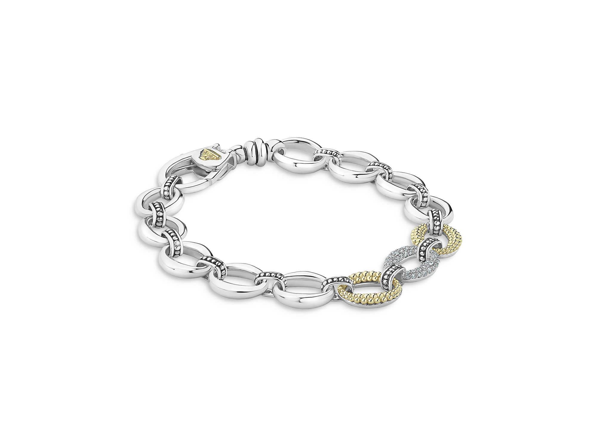 Sterling & 18K Yellow Gold Lux Diamond Chain Bracelet — Image 4
