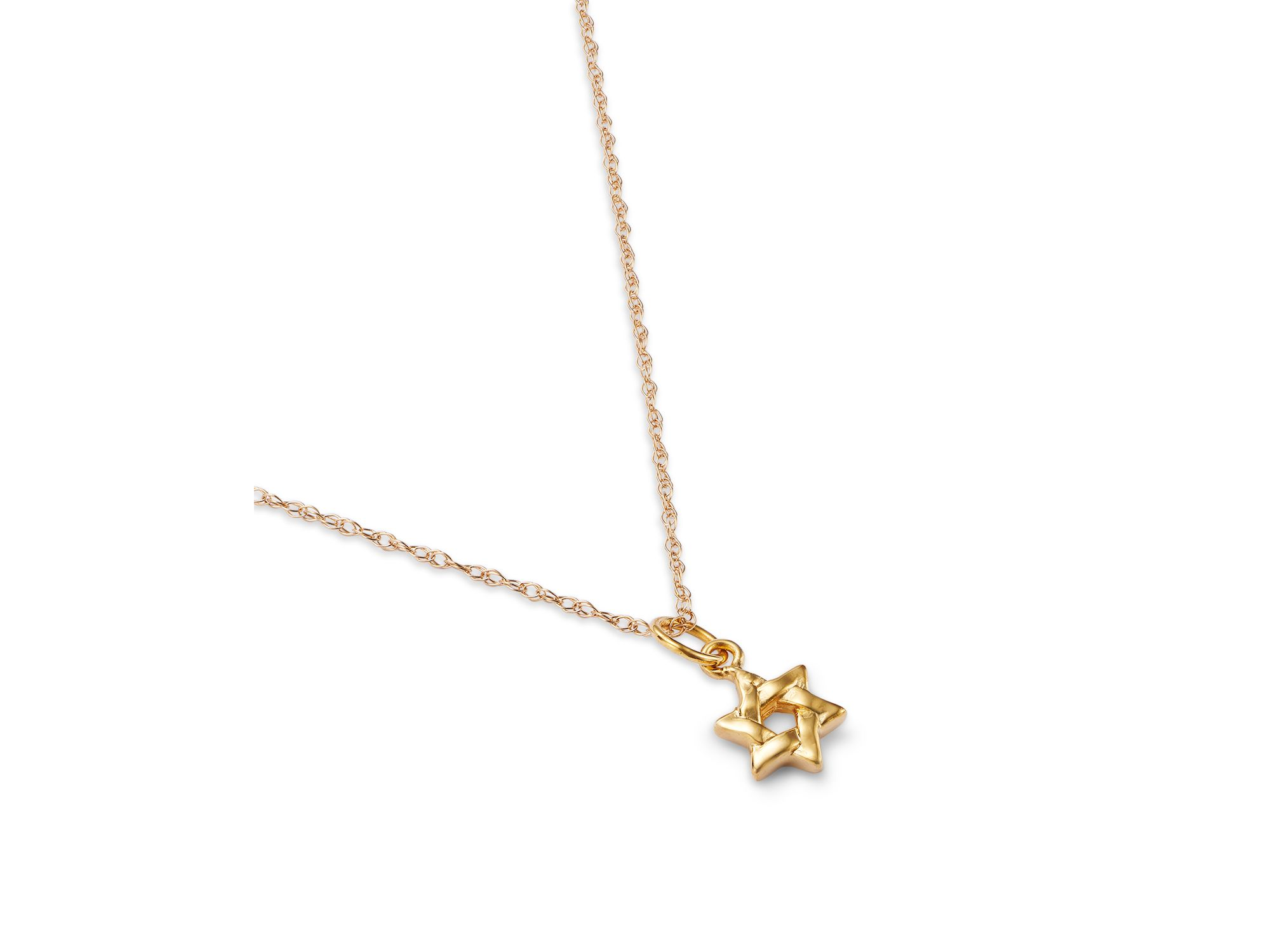 Children's Star of David Pendant Necklace in 14K Yellow Gold, 14" — Image 3