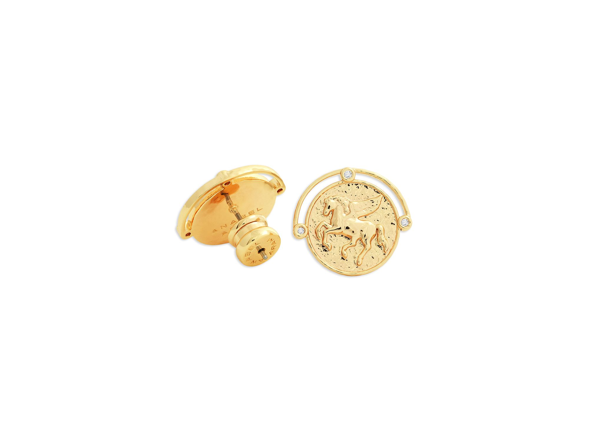 Pavé Pegasus Coin Stud Earrings — Image 3