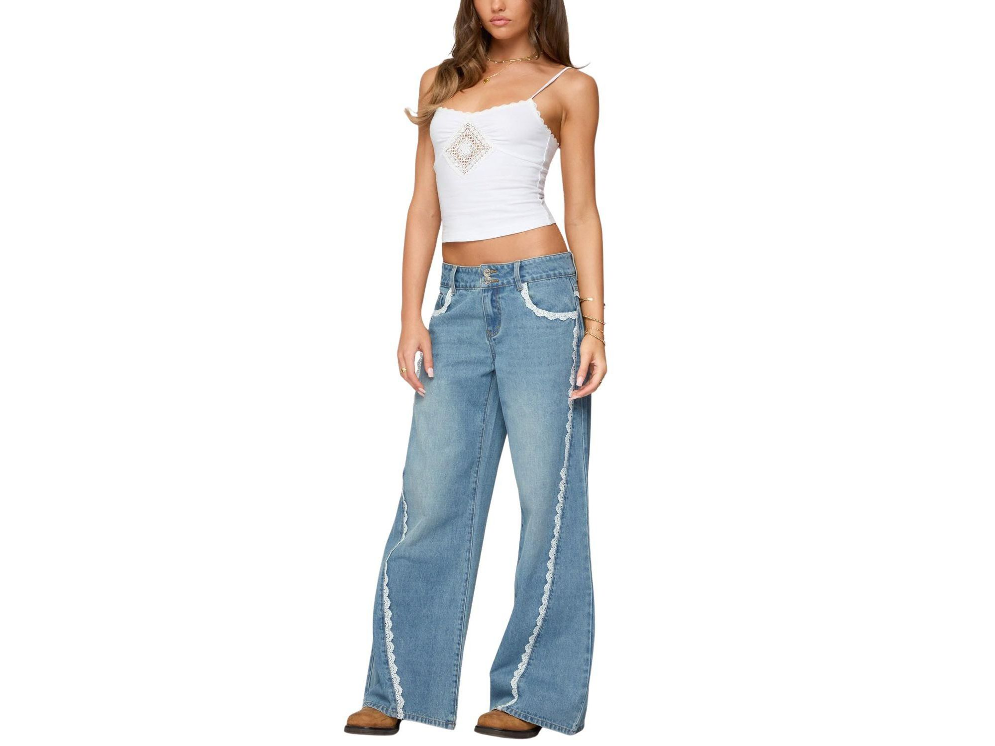 Alisha Lacey Low Rise Light Rinse Wash Jeans — Image 3