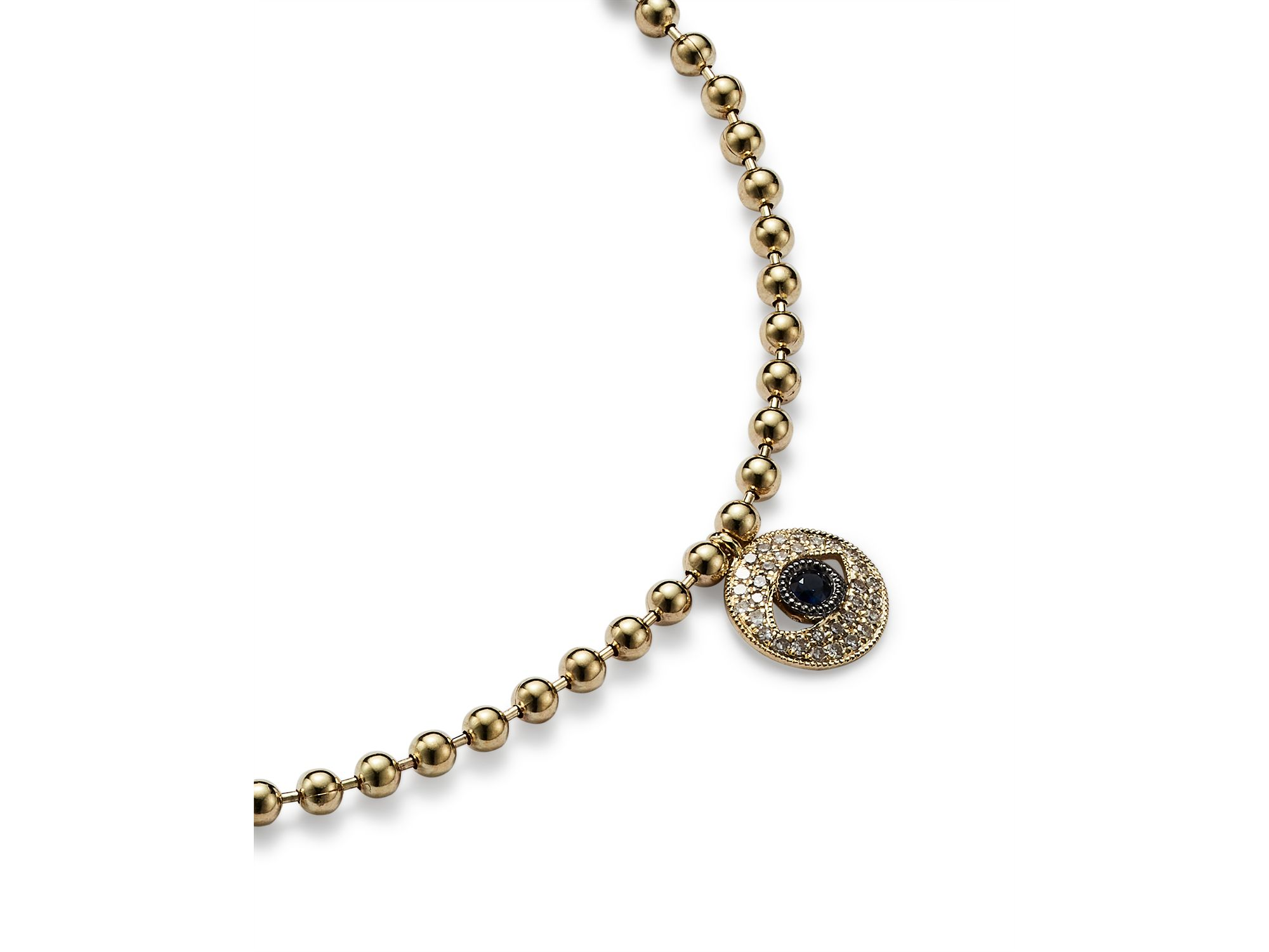 14K Yellow Gold Diamond & Sapphire Evil Eye Bracelet — Image 3