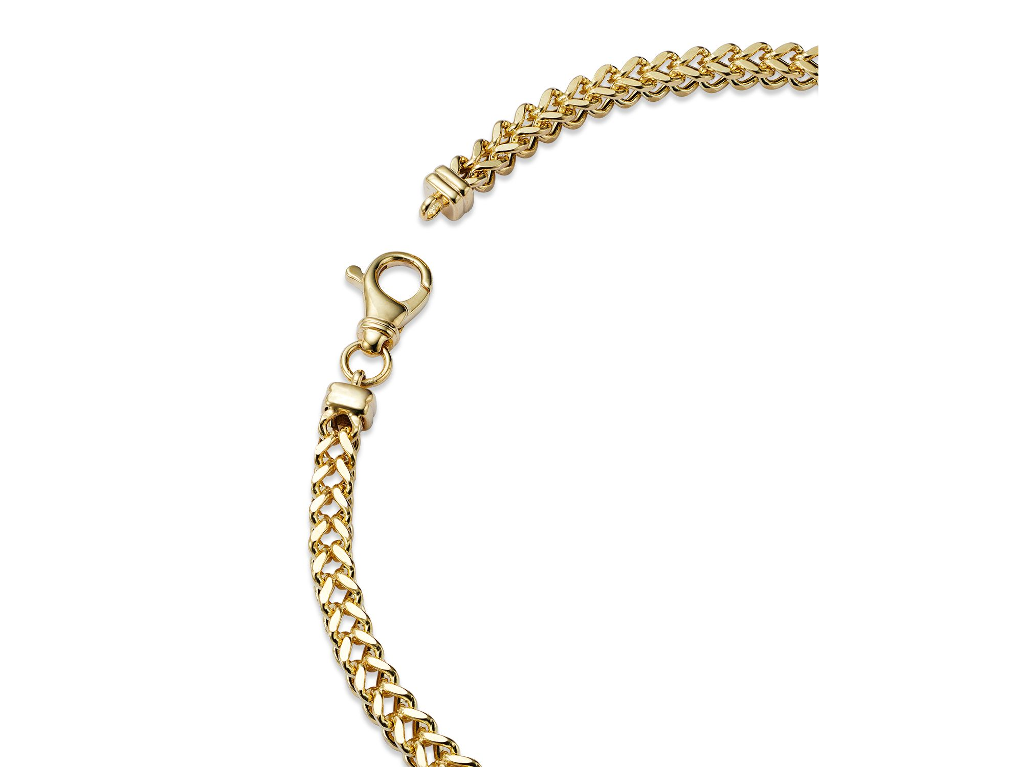 Men's Square Franco Link Chain Necklace in 14K Yellow Gold, 24" — Image 3