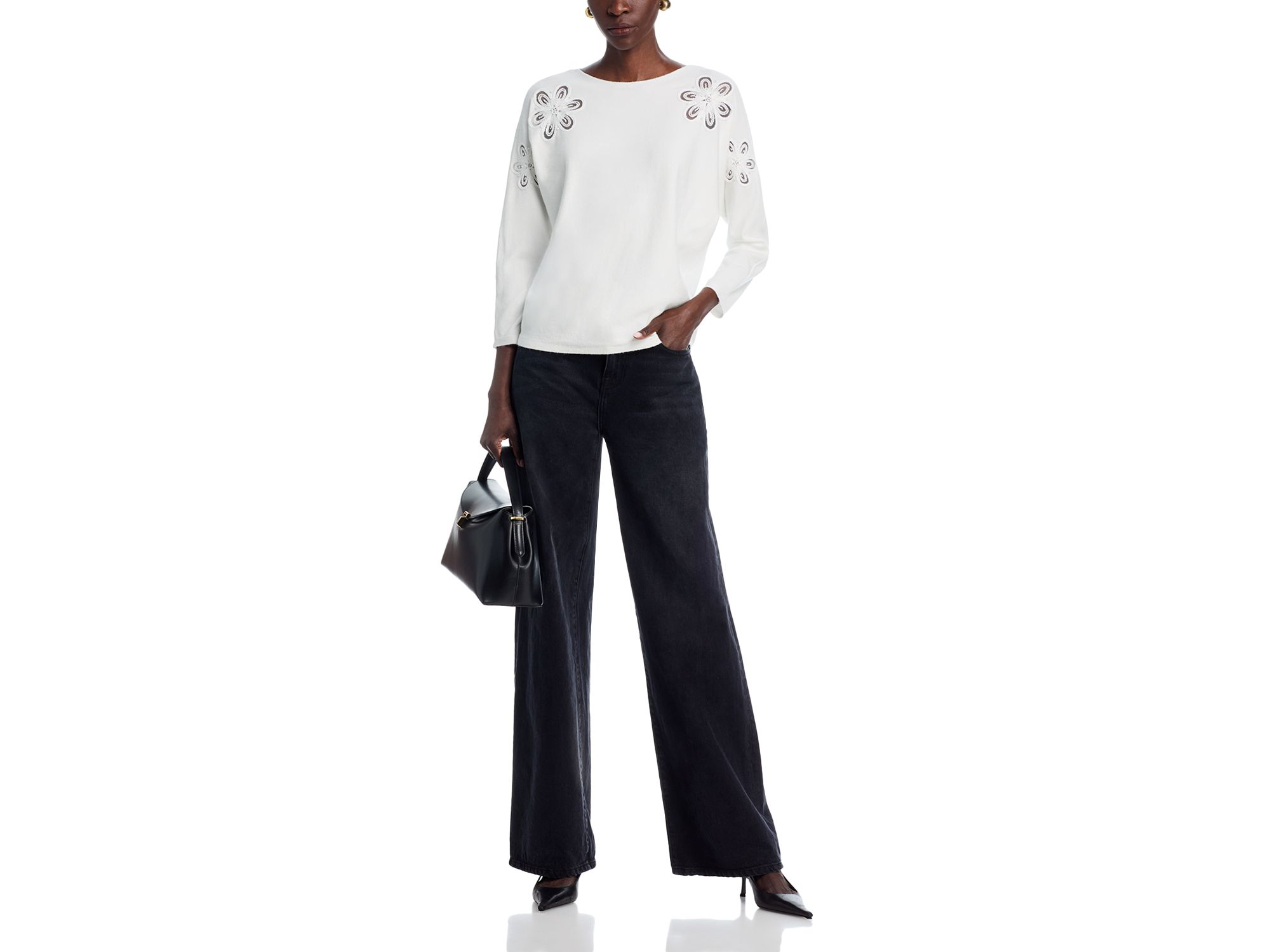 Flower Embellished Dolman Sleeve Sweater — Image 4