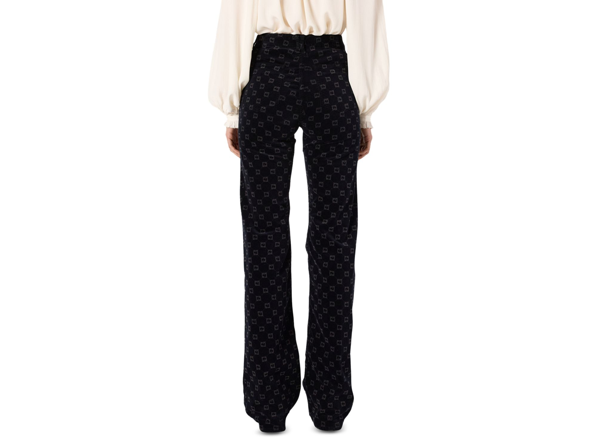 Anna Monogrammed Flared Jeans in Navy — Image 5