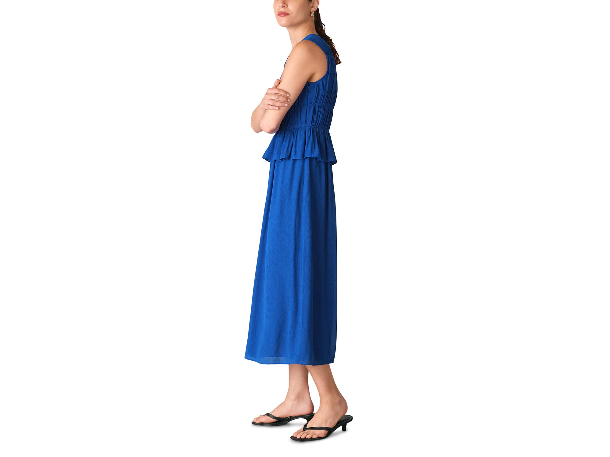 Petite Shirred V Neck Midi Dress — Image 5