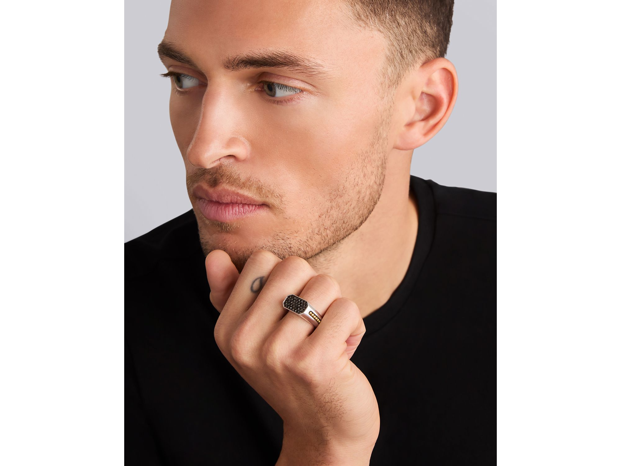 Anthem Two Tone Octagon Black Diamond Ring — Image 3